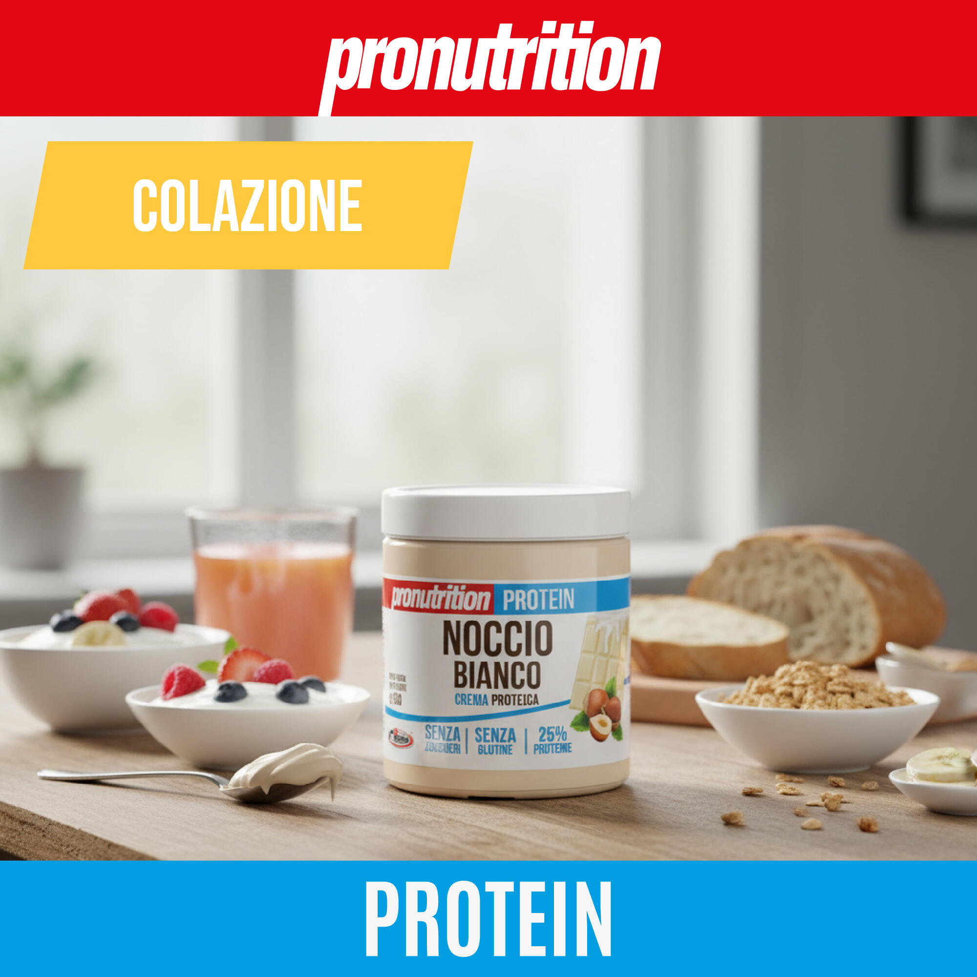 PRO NUTRITION Crema Proteica Zero 350 g – Senza zuccheri, C. bianco e nocciole. 3/7