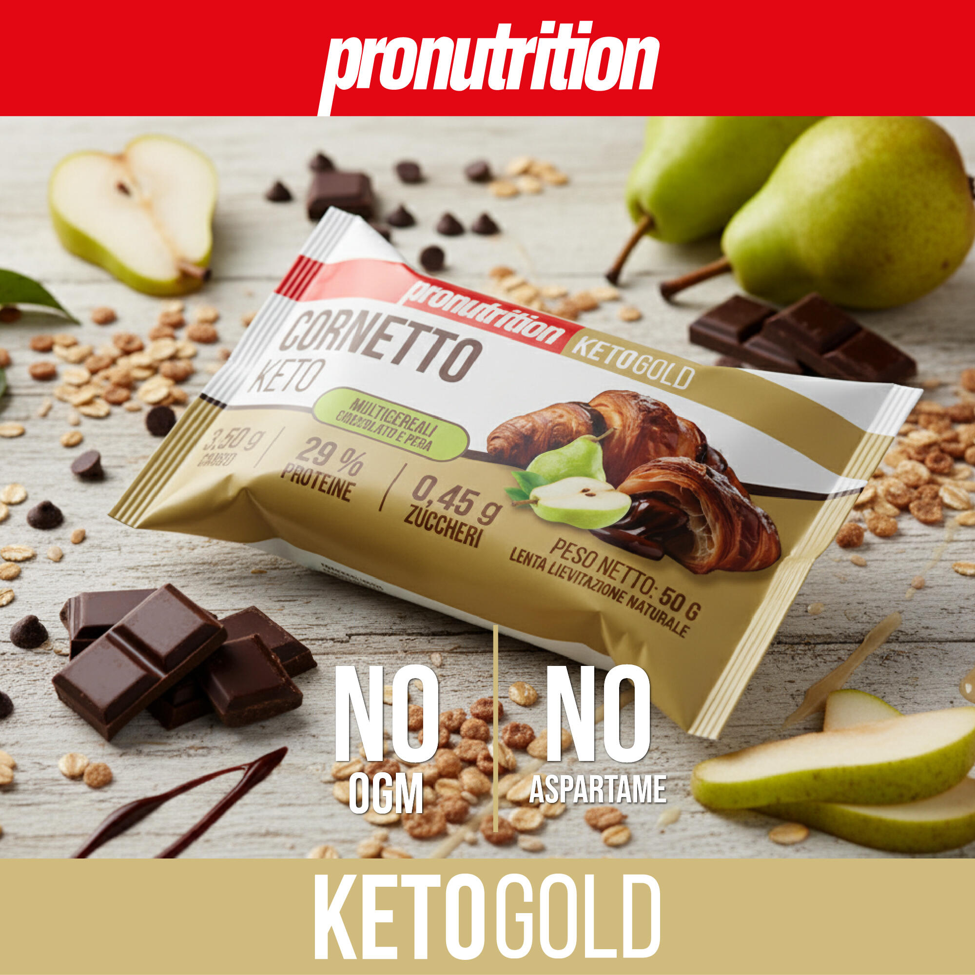 PRO NUTRITION Cornetto Keto 10x50g, low-carb senza zuccheri aggiunti, Italia. 3/7