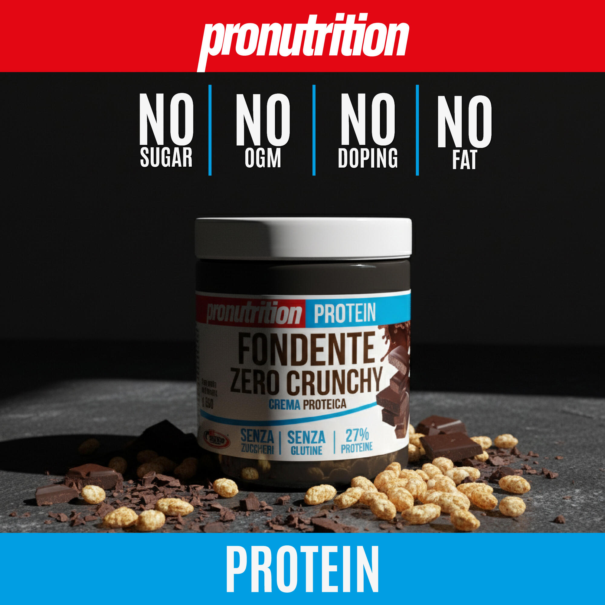 Pro Nutrition Crema Proteica Zero 350 g, Fondente Crunchy, 25% proteine. 2/7