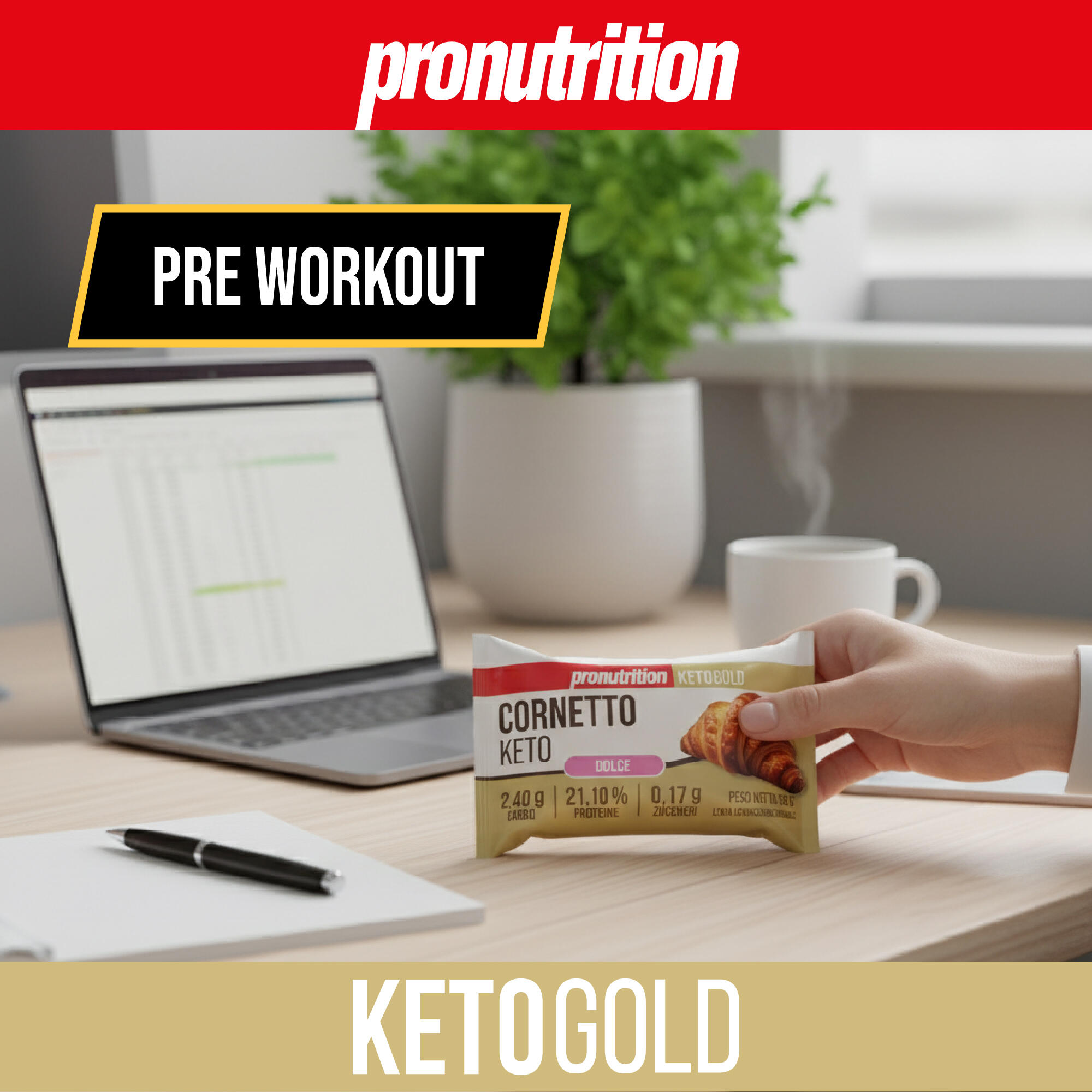 PRO NUTRITION Cornetto Keto 15x50 g - low carb, senza zuccheri. 2/7