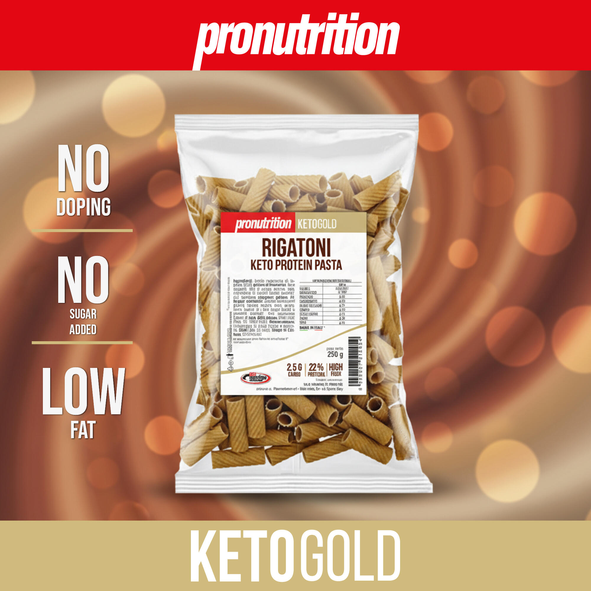 PRO NUTRITION Rigatoni Keto Proteici 3x250 g (750 g) - Low Carb. 6/7