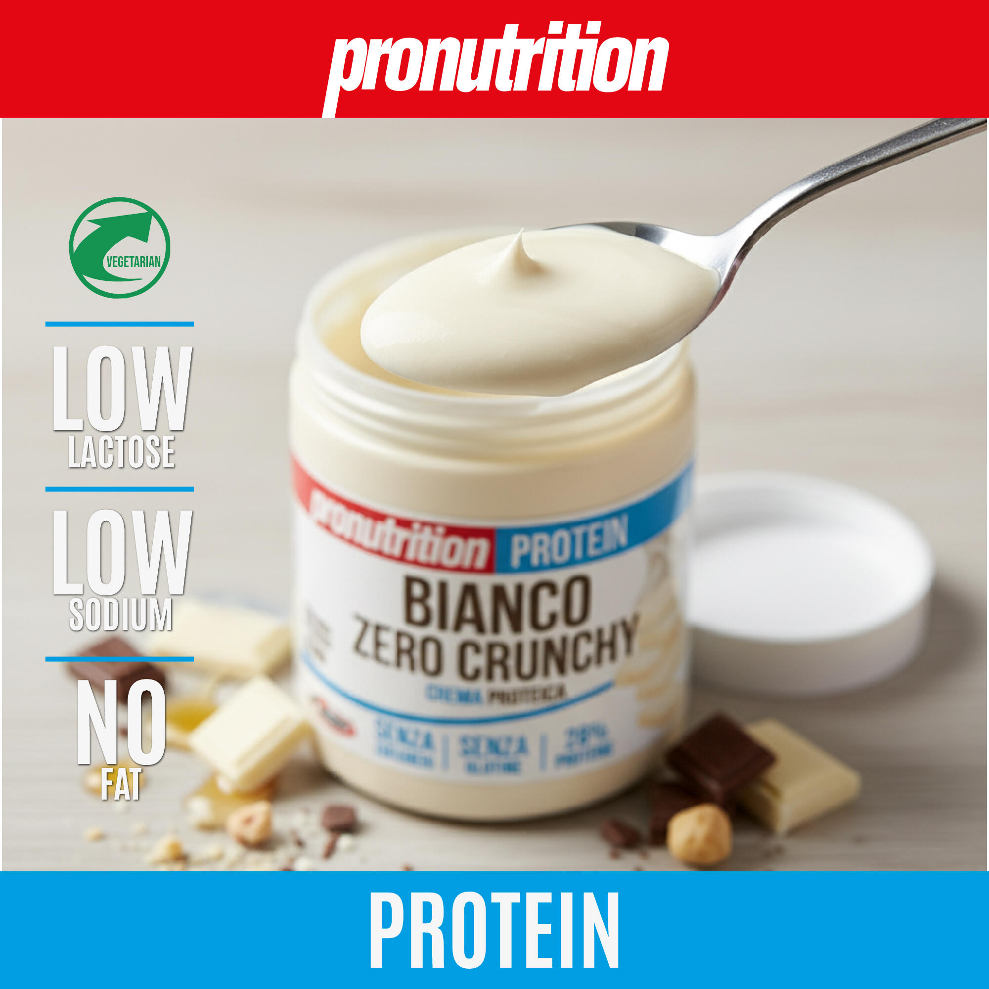 ProNutrition Crema Proteica Zero 3x350g, Cioccobianco Crunchy, 28% proteine 6/7