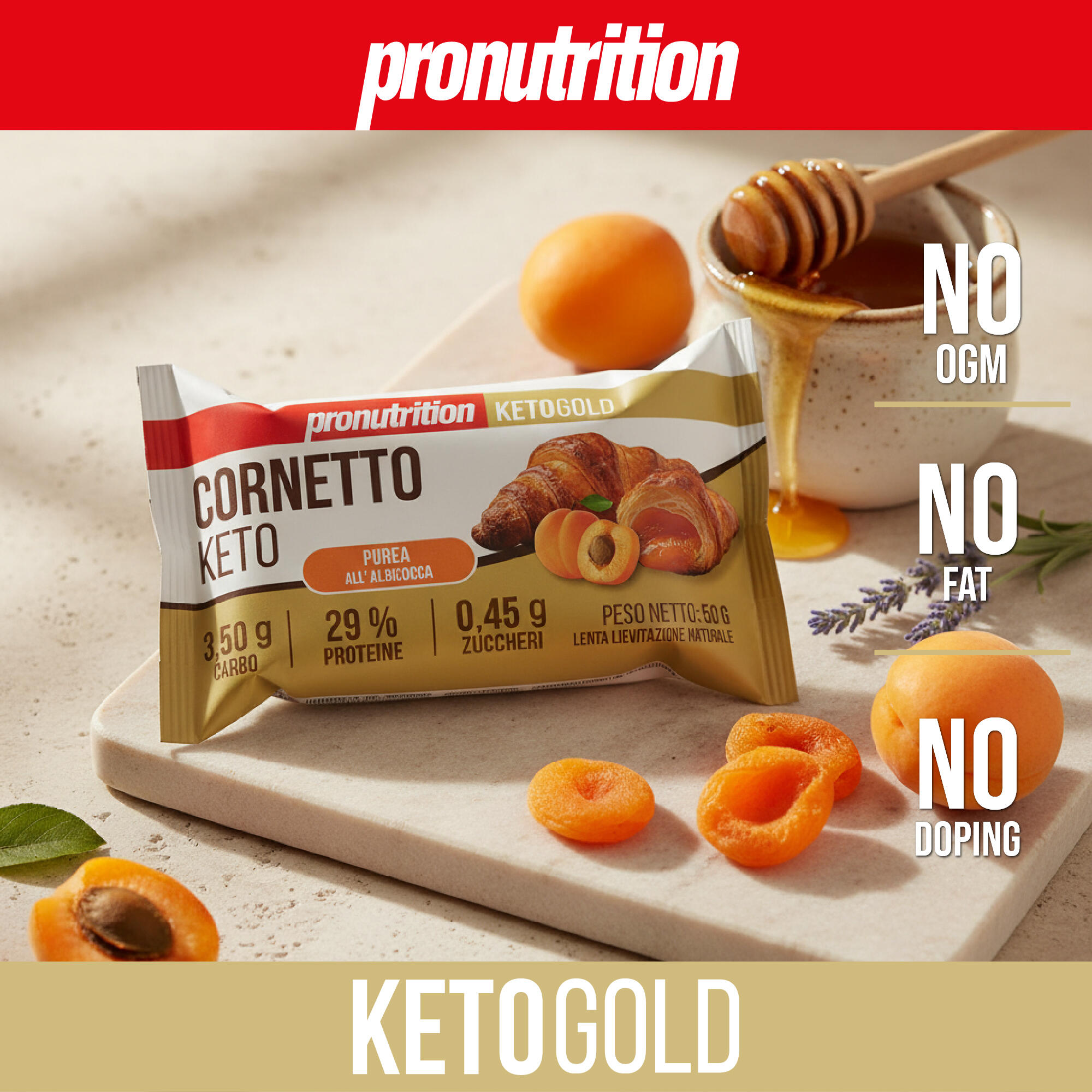 PRO NUTRITION Cornetto Keto 10x50g, low-carb senza zuccheri aggiunti, Italia. 5/7