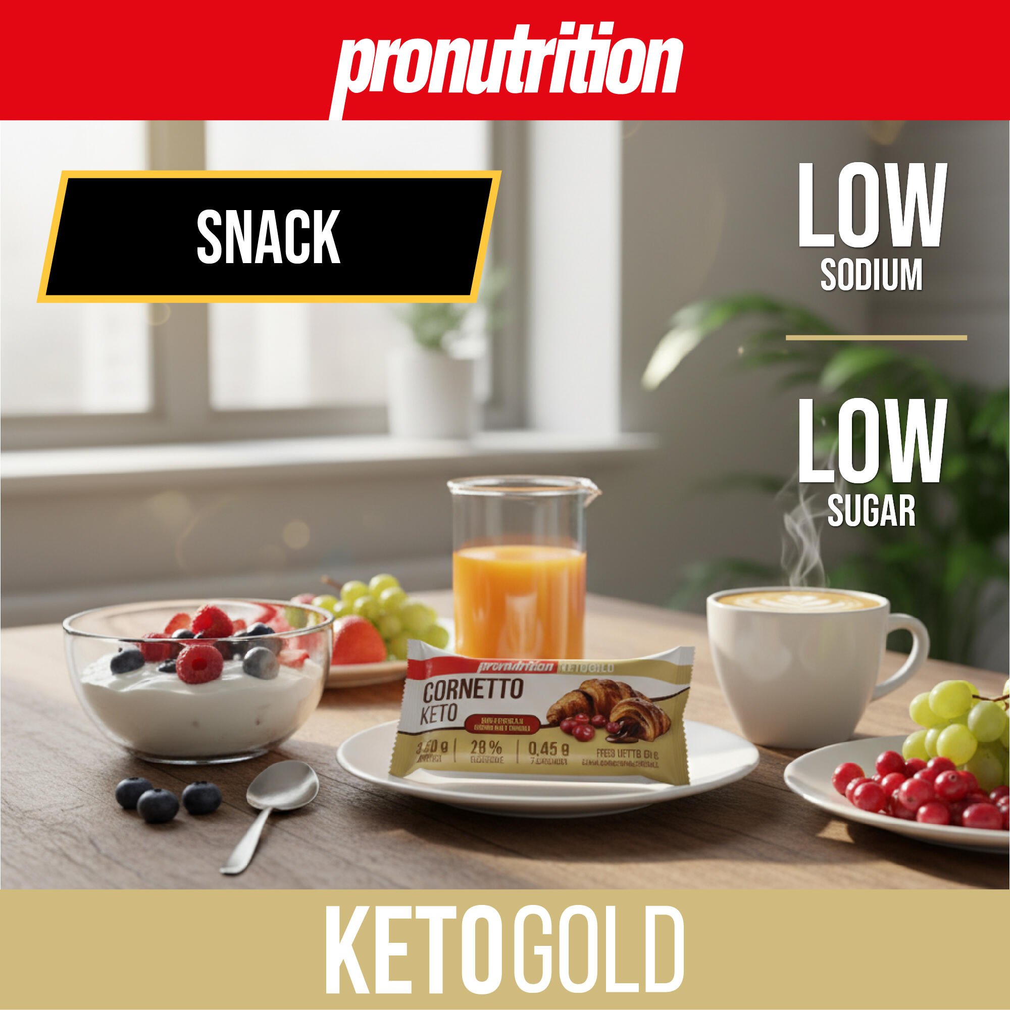 PRO NUTRITION Cornetto Keto 15x50 g - Cioccolato e Mirtilli, 3,50 g carboidrati. 4/7