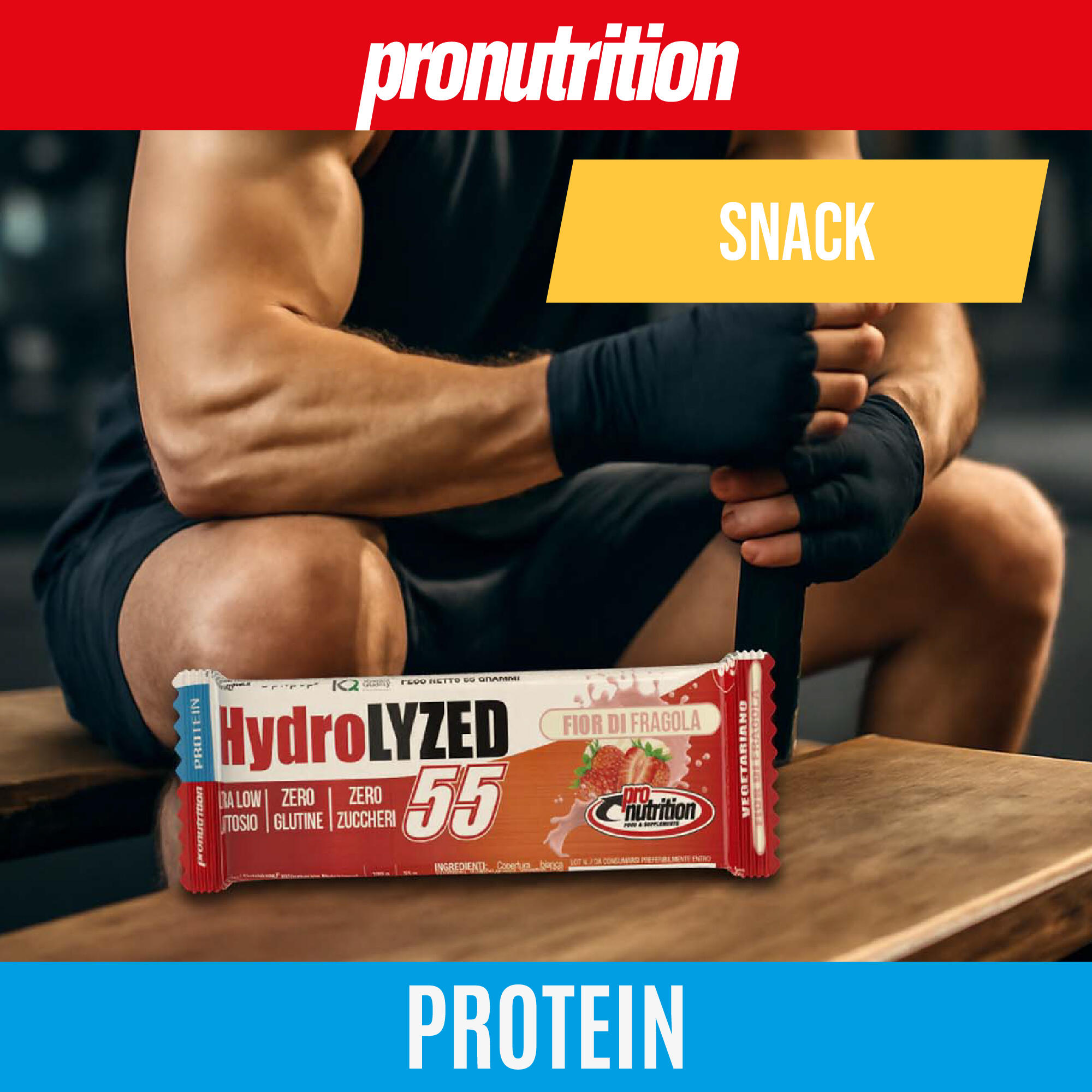 PRO NUTRITION Hydrolized Barretta 12x55 g - Fragola e Latte, 27,5 g proteine. 6/7
