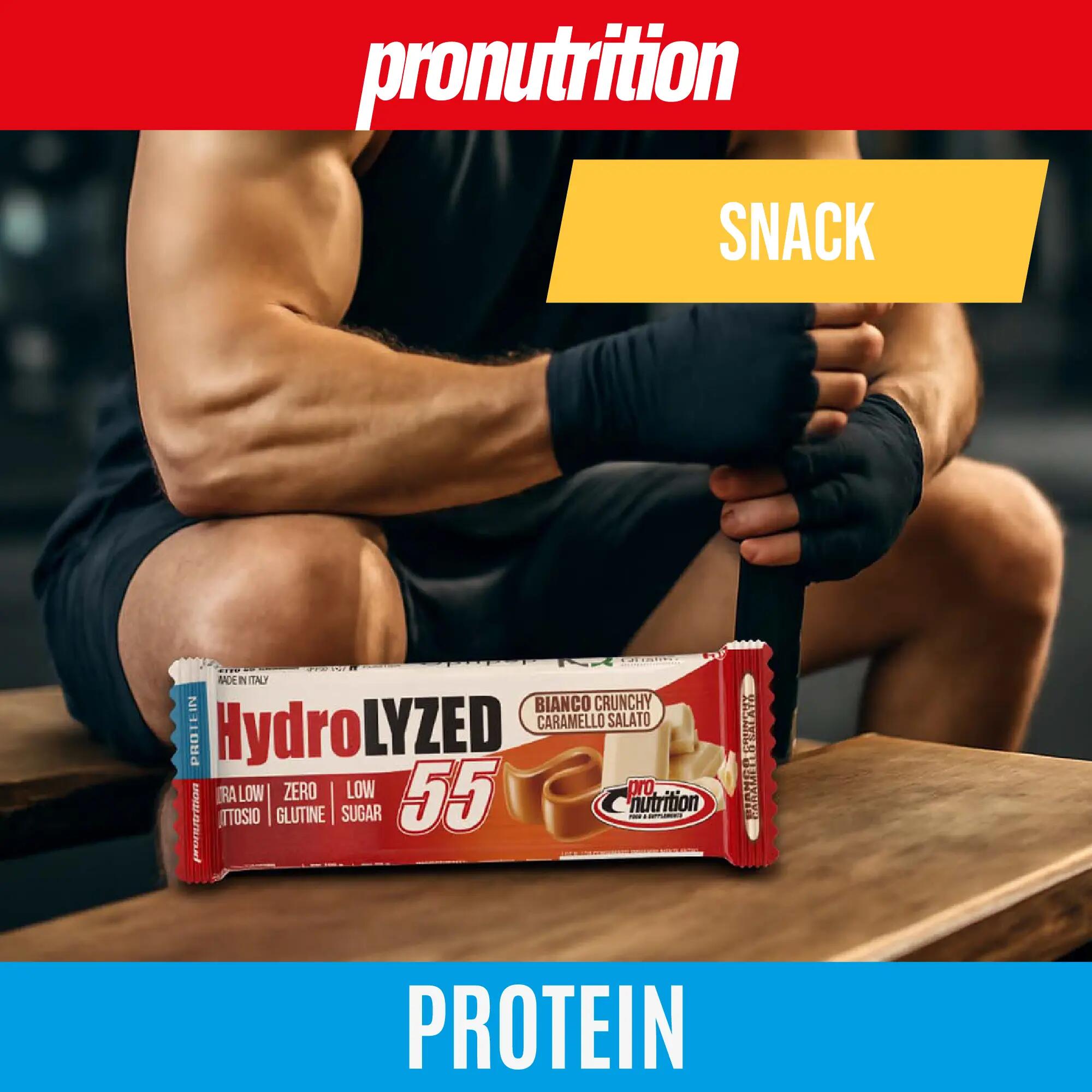 PRO NUTRITION Hydrolized 6x55 g – 27,5 g proteine per barretta, zero zuccheri. 6/7