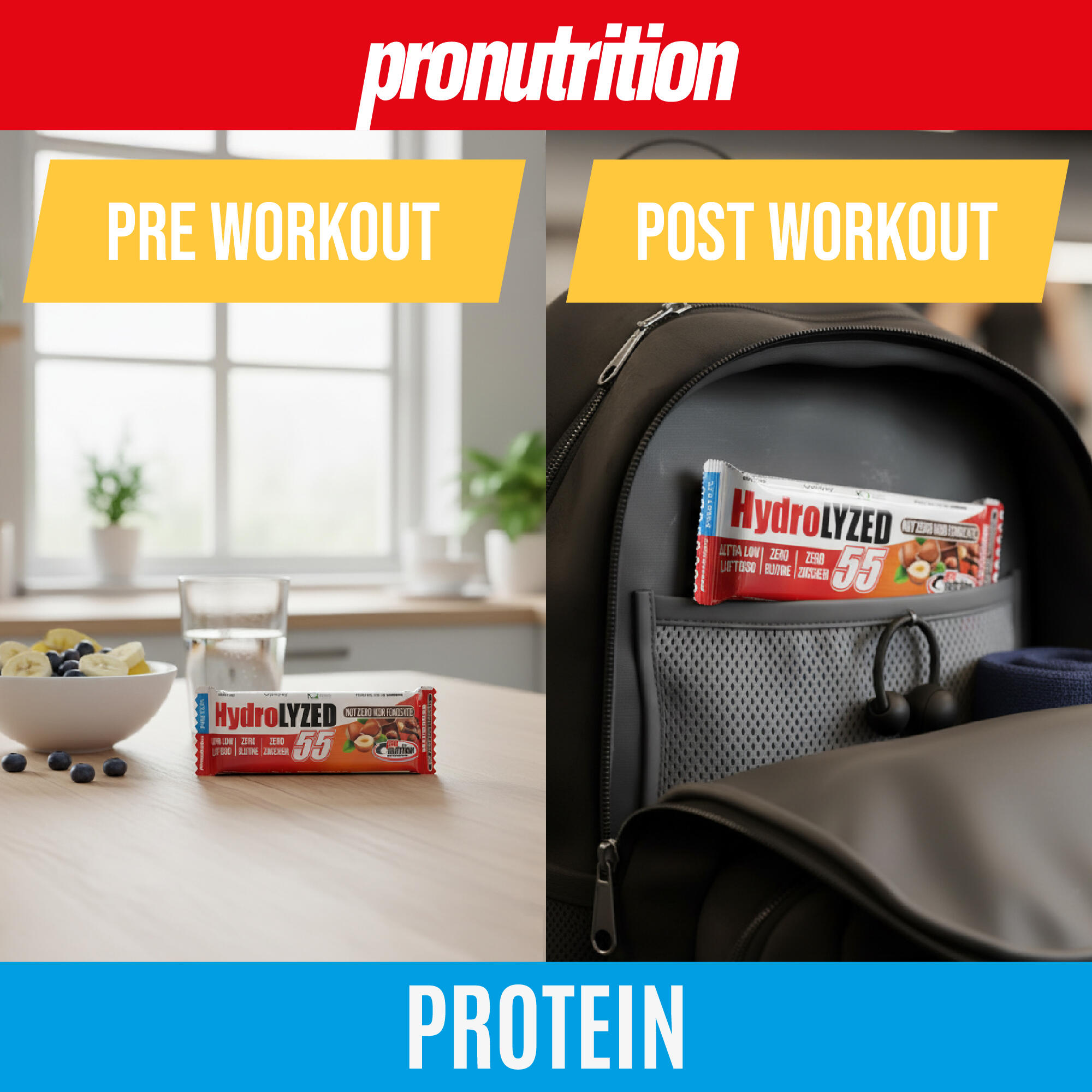 PRO NUTRITION Hydrolized Barretta proteica 6x55 g — zero zuccheri. 4/7