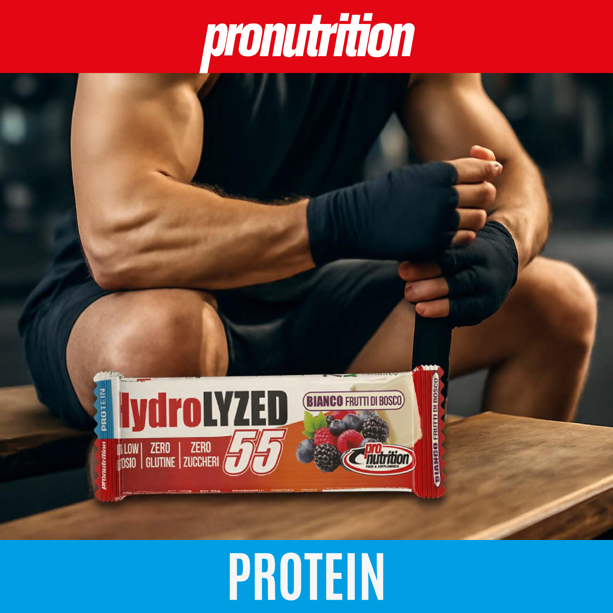 PRO NUTRITION Barretta idrolizzata 12 x 55 g - 27,5 g proteine, zero zuccheri. 6/7