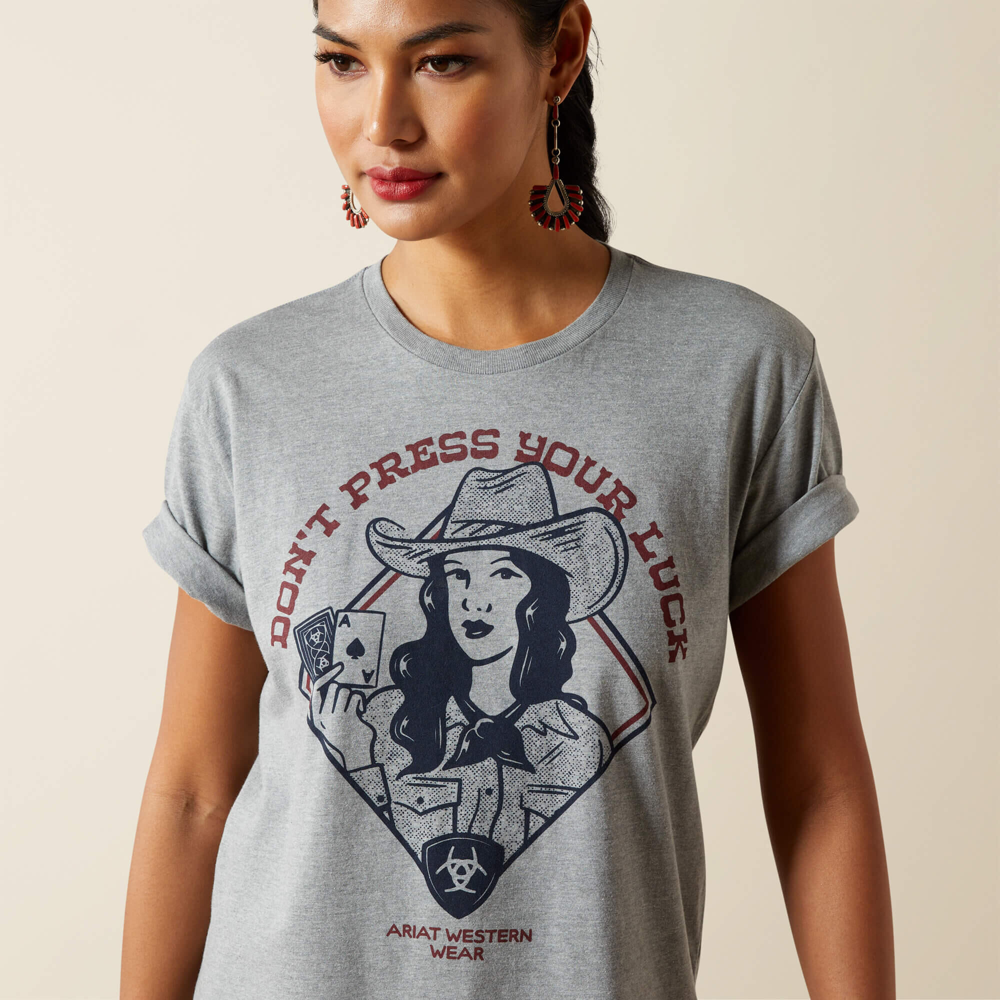 T-shirt da donna Ariat Don't Press Your Luck 3/4