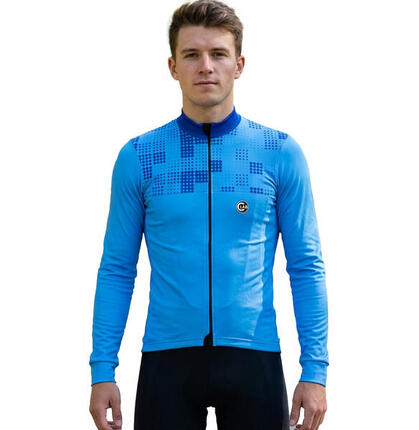 Maillot de Cyclisme Hiver Manches Longues ORDINO Bleu