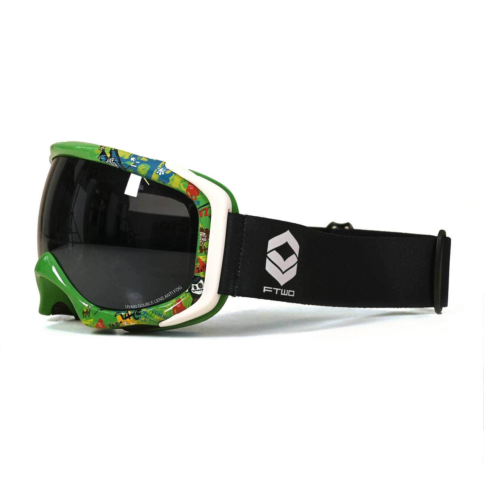 Gafas de snowboard FTWO Rider Rookie Junior modelo especial talla única verde 3/4
