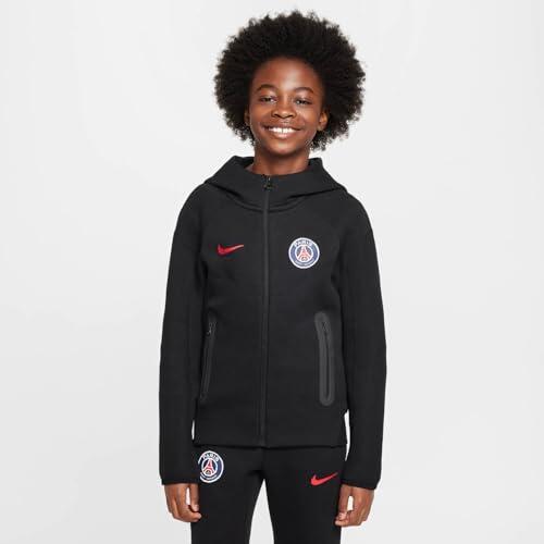 Felpa con zip PSG Tech Fleece Nike, Ragazzi L, Nero/Rosso universitario. 2/7