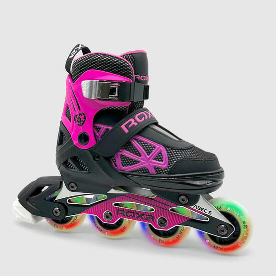 PATINES LÍNEA NIÑOS AJUSTABLE Heart alu Kid negro y rosa