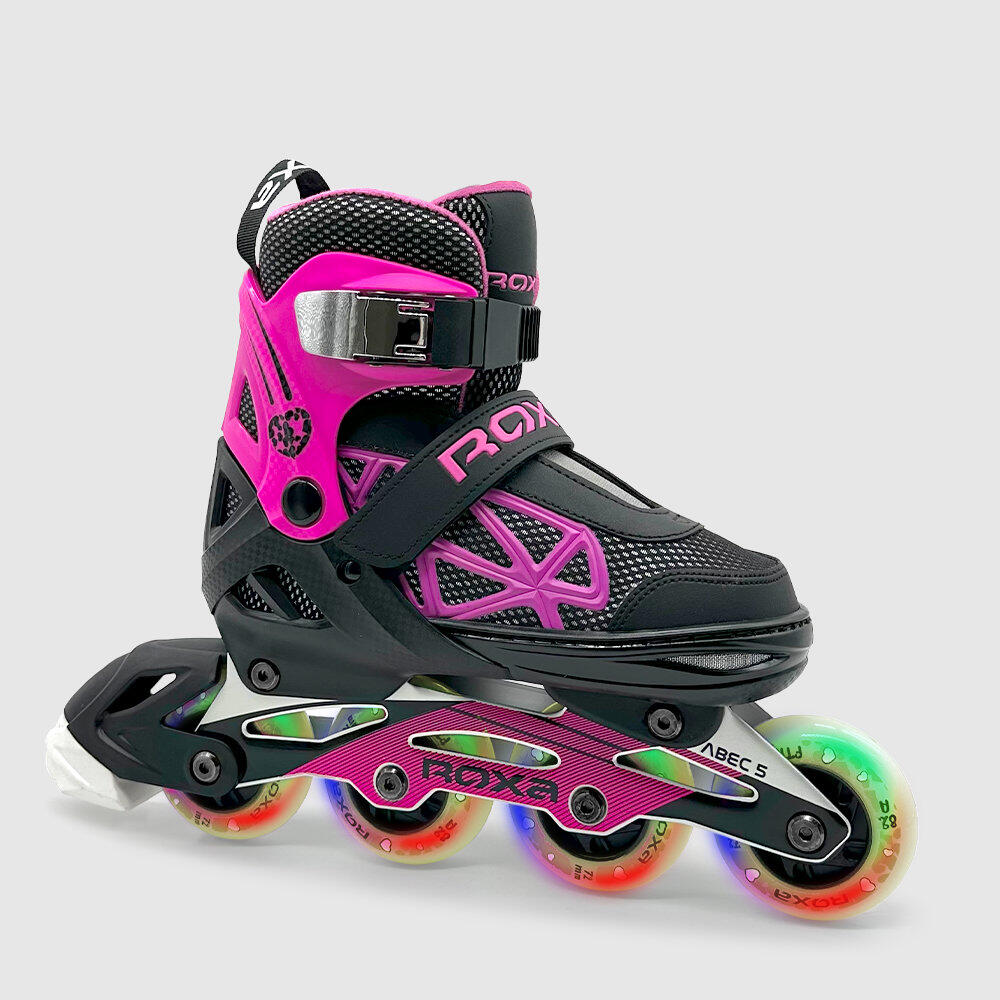 Roxa - Patins En Ligne Extensibles Pour Enfants Heart Alu Kid - Rollers En Ligne - Noir|rose - Decathlon
