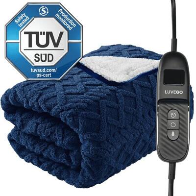 Elektrische Heizdecke – 180 x 130 cm – Fleece – Blau