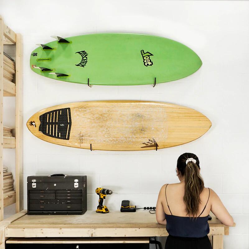 Longboard und SUP Wandhalterung aus Holz 2/4
