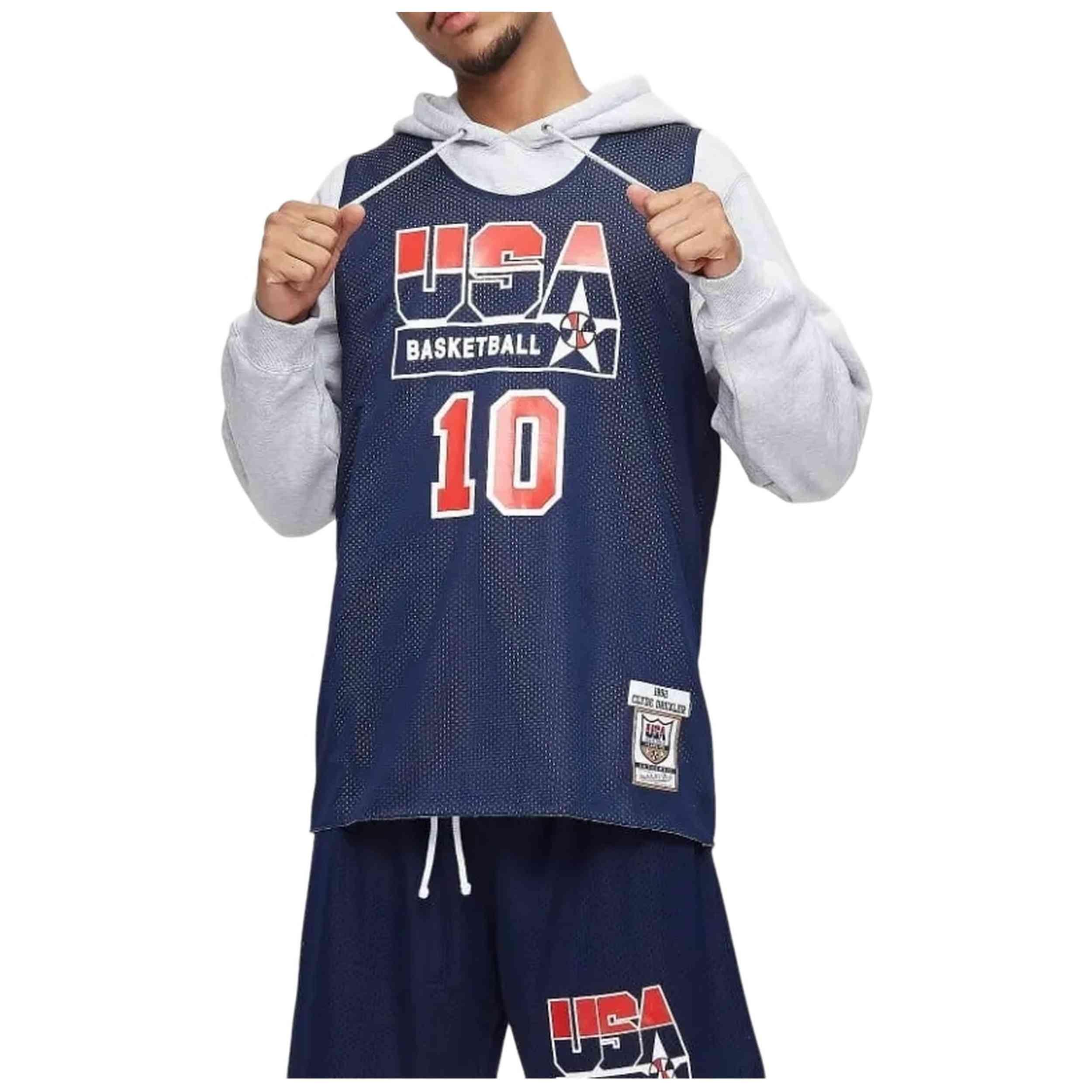 Maillot de basket Mitchell & ness modèle ARPJGS18432-USANAVY92CDR pour homme 3/5