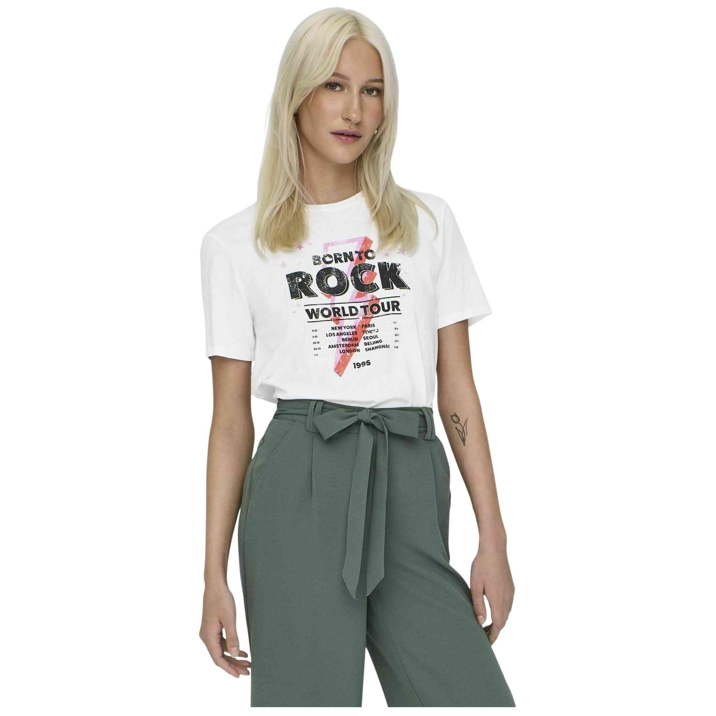 Only - T-shirt Only Modèle 15324866-white Pour Femmes - T-shirt Manches Courtes - Blanc - Decathlon