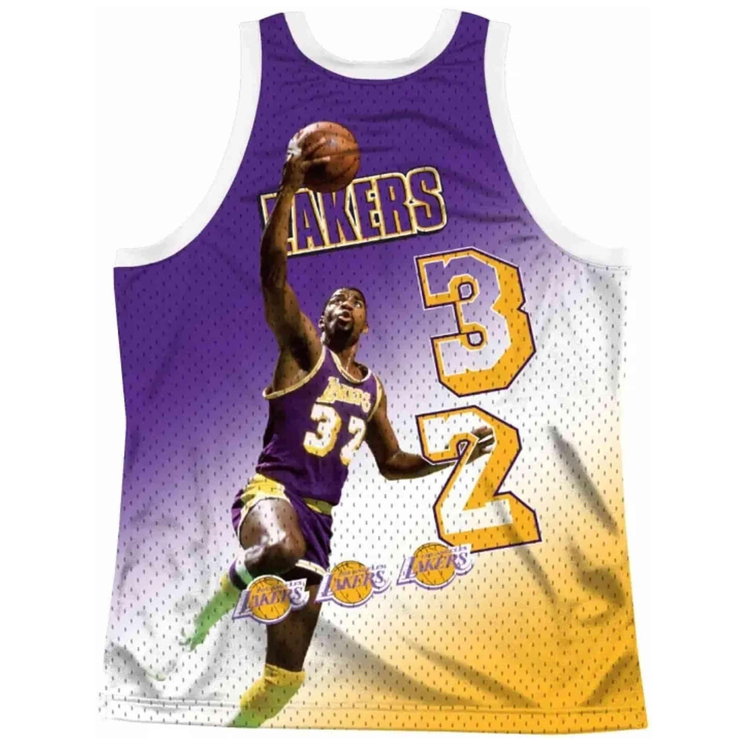 Maillot de basket Mitchell & ness modèle MSTKMI19002-LALWHITEJH pour homme 2/2