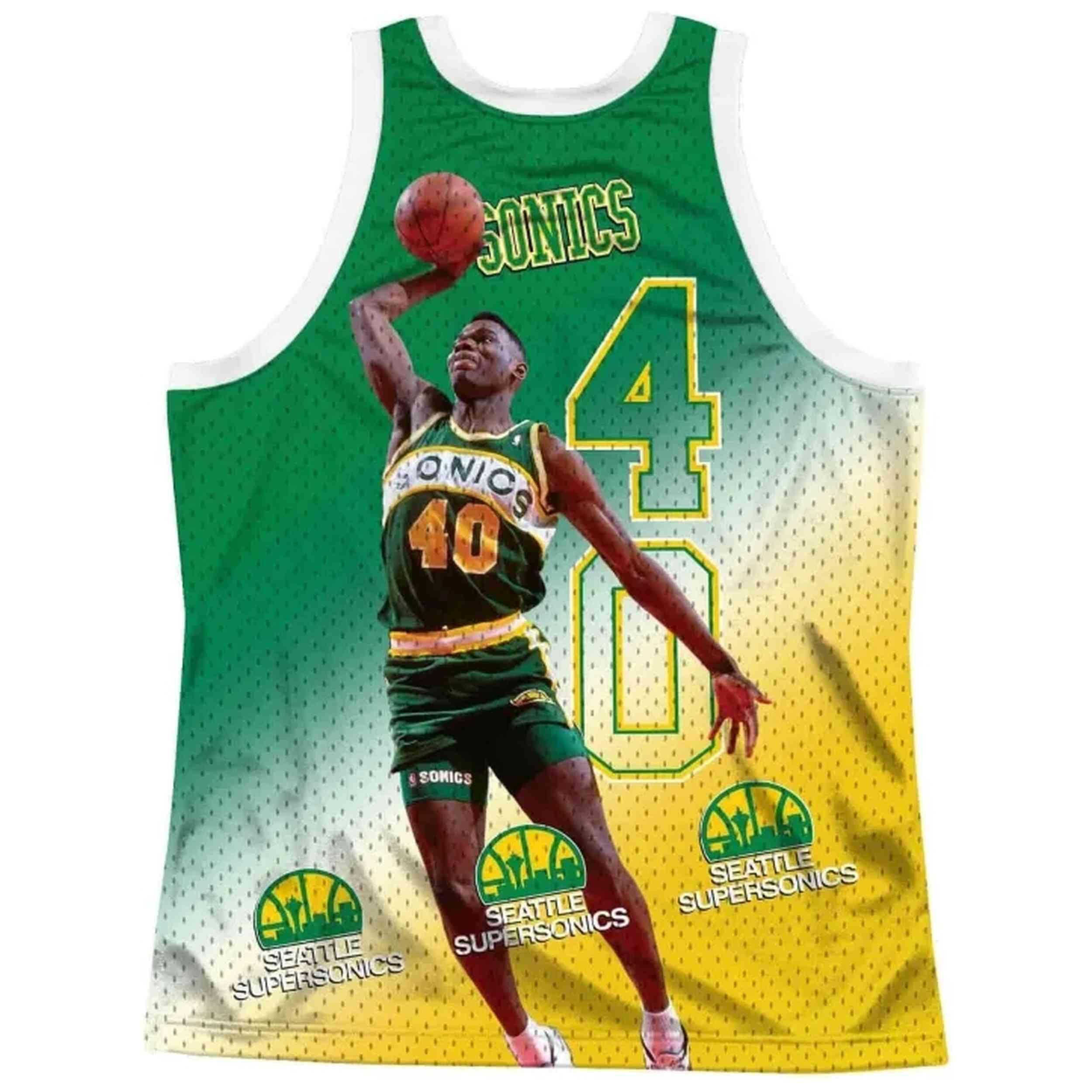 Maillot de basket Mitchell & ness modèle MSTKMI19002-SSUWHITSKE pour homme 2/2