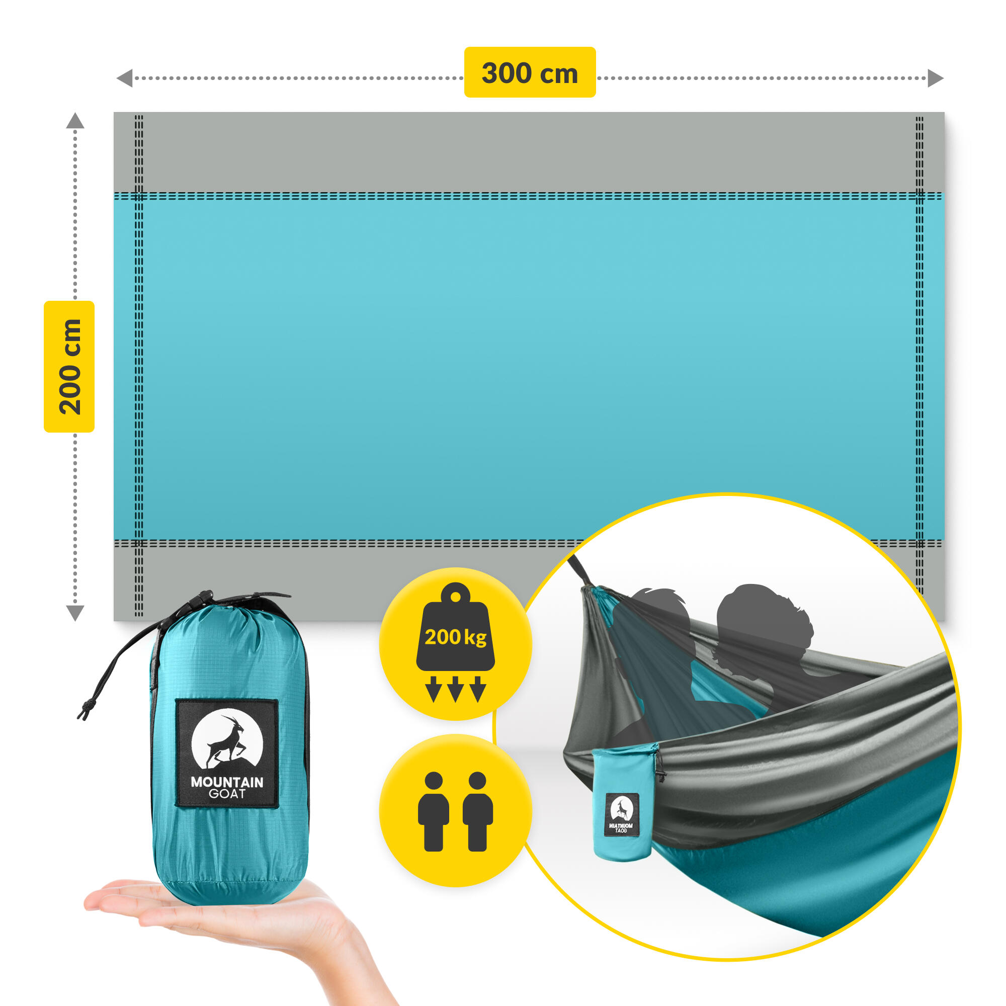 Tweepersoons reishangmat muggennet camping outdoor survival MOUNTAIN GOAT 3/7