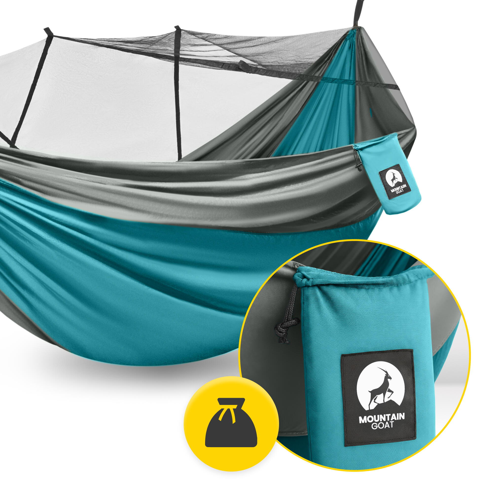 Eenpersoons reishangmat muggennet camping outdoor survival MOUNTAIN GOAT 7/7