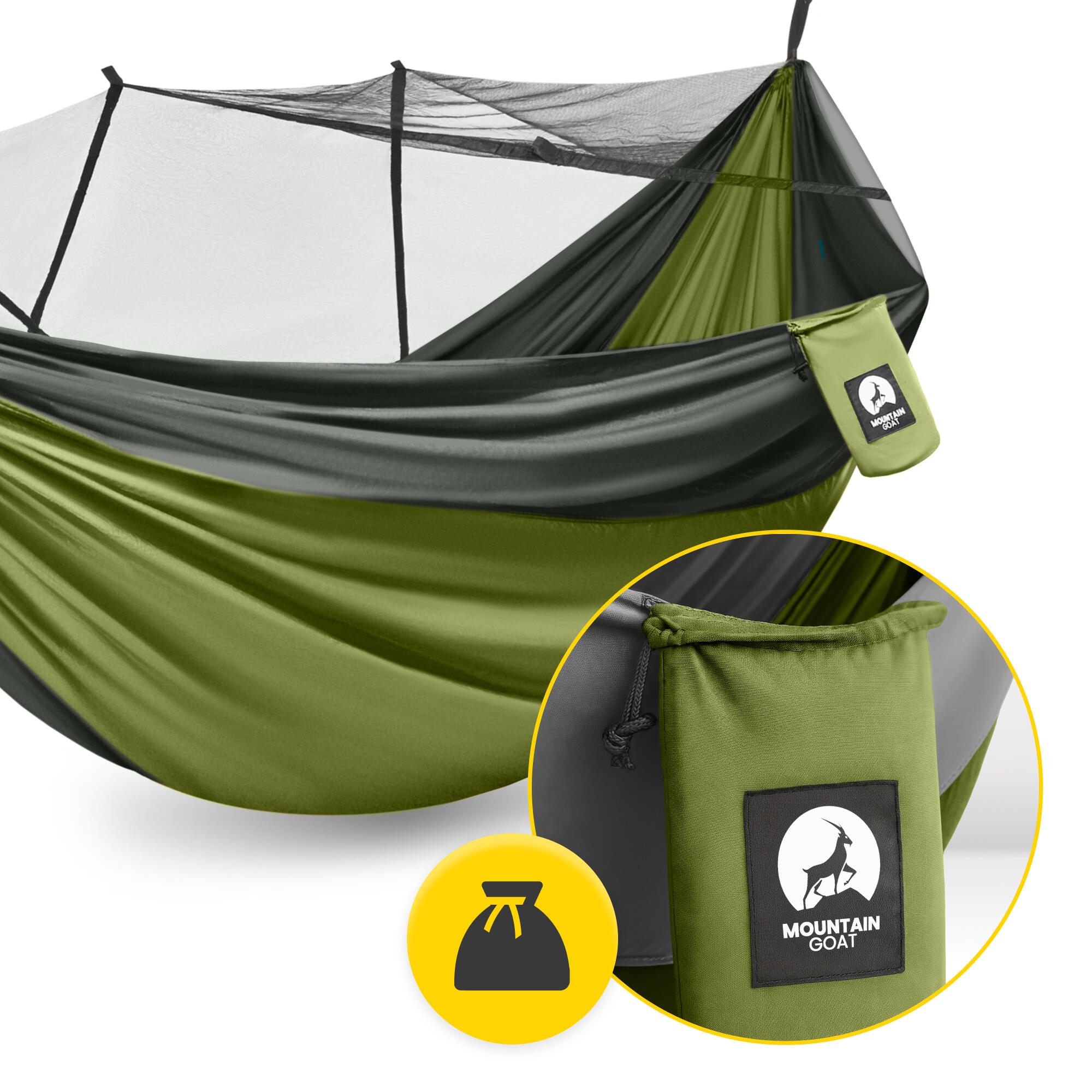 Eenpersoons reishangmat muggennet camping outdoor survival MOUNTAIN GOAT 7/7