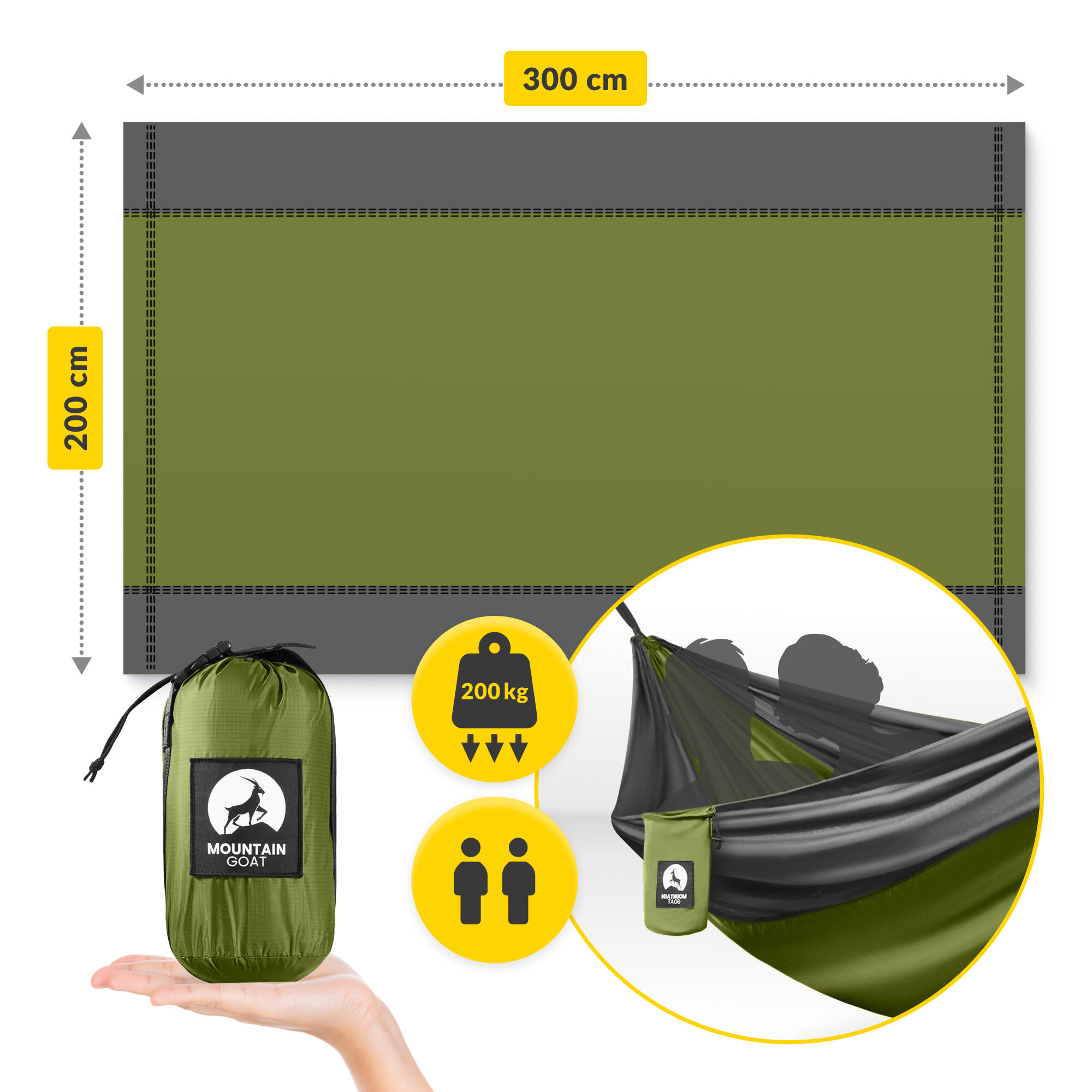 Tweepersoons reishangmat camping outdoor compact lichtgewicht MOUNTAIN GOAT 4/7