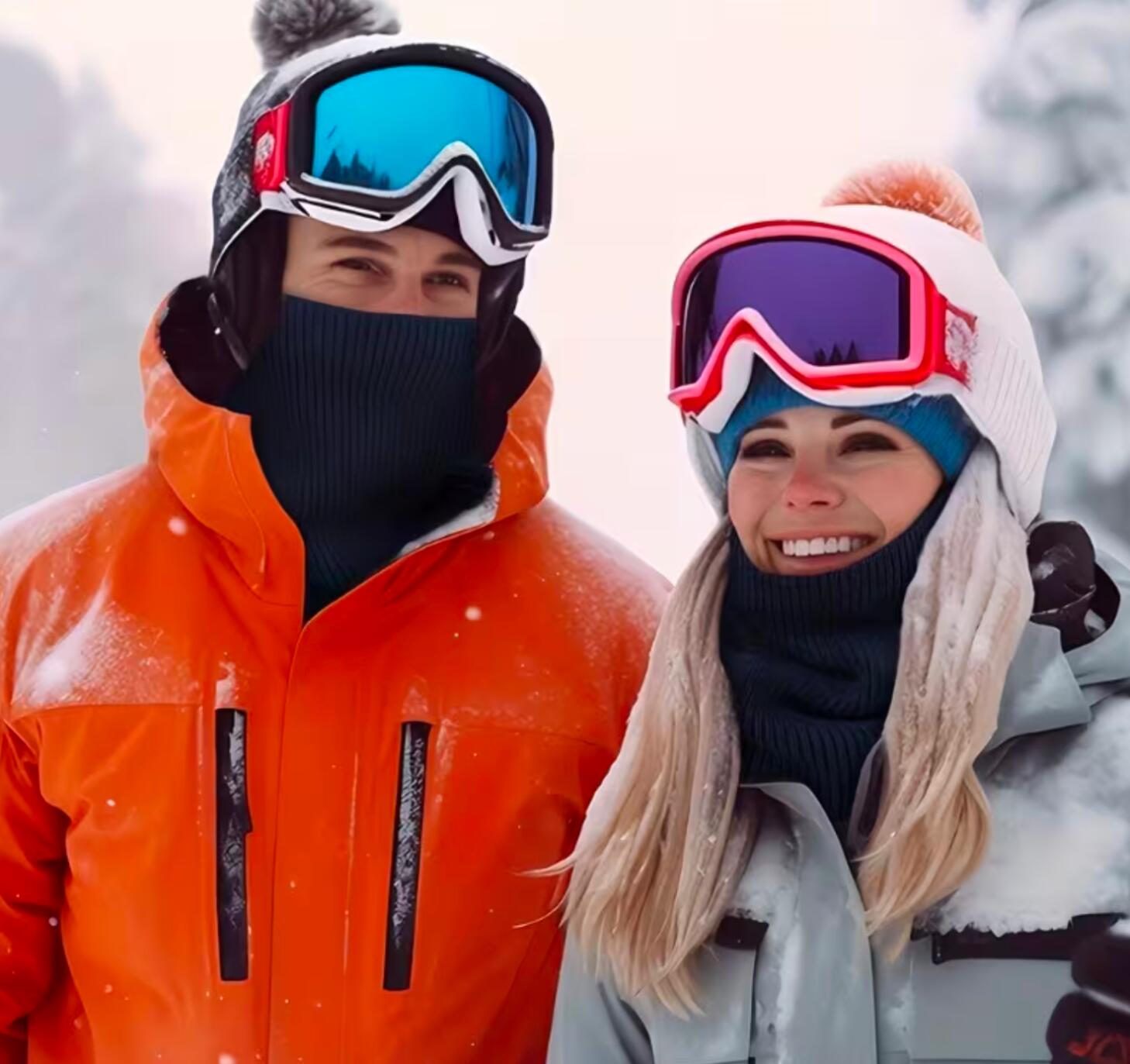 Schlauchschal Schwarz mit Fleece Futter Superwarm Dehnbar Ski Schal 4/6