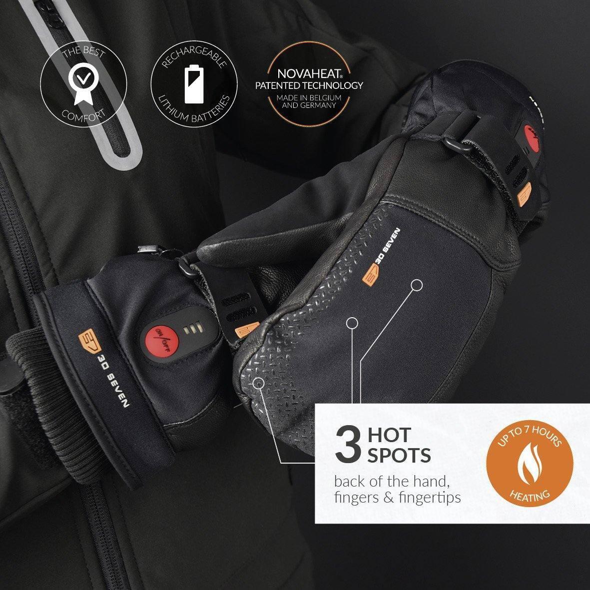 Mitaines Chauffantes Unisexes - Extra-chaudes avec Isolation Primaloft - Noir 2/5