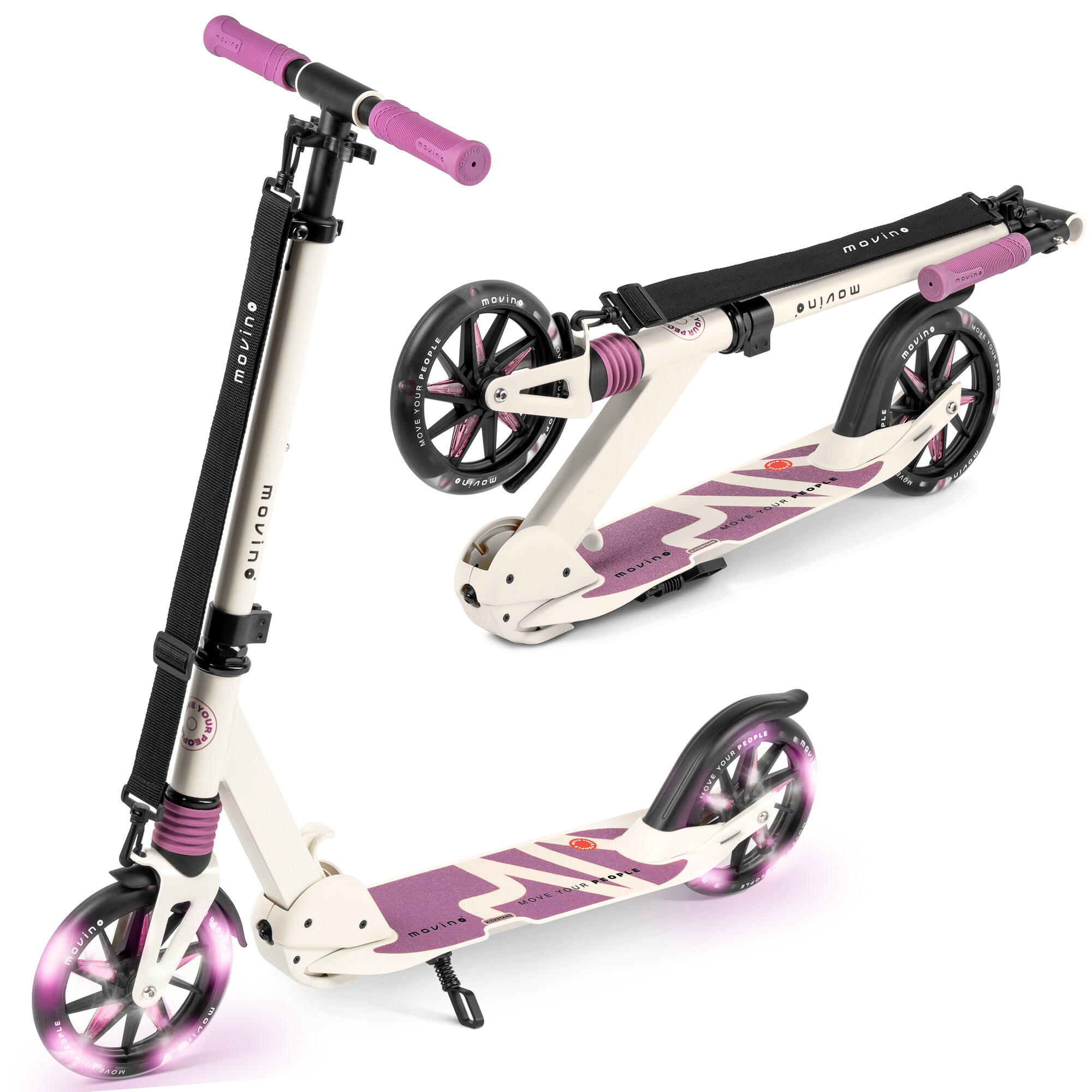 MOVINO Koloběžka skládací pro děti, LED kolečka, nastavitelná řídítka Movino City Light