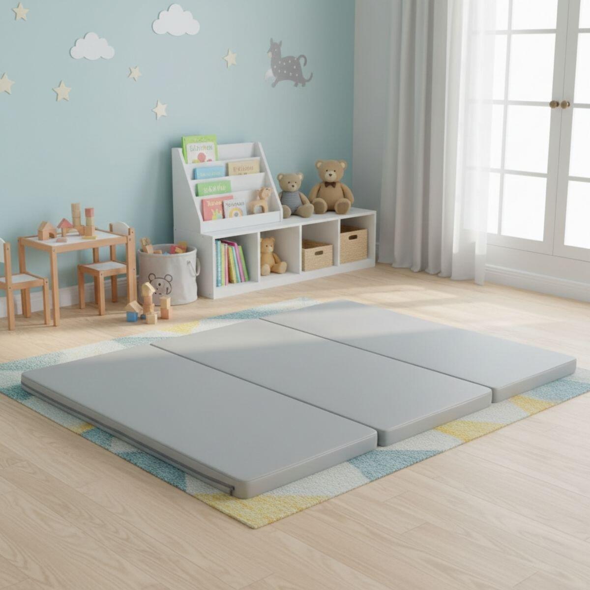 Tapis de gymnastique fitness pliable 3 sections 150x100x8cm Gamma Gris 3/5