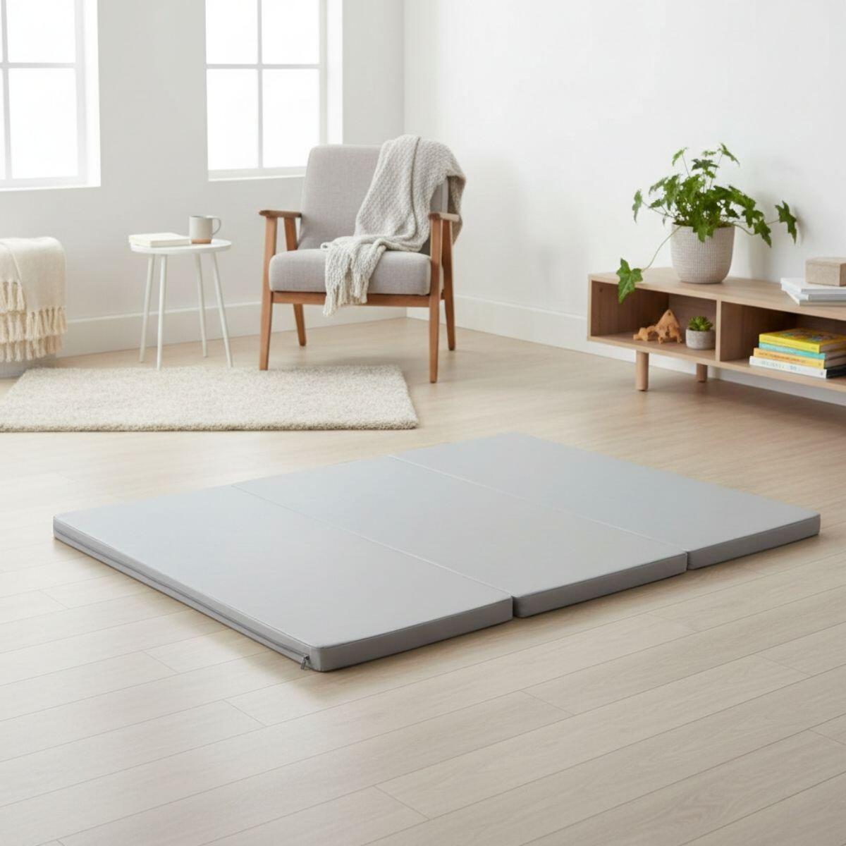 Tapis de gymnastique fitness pliable 3 sections 150x100x8cm Gamma Gris 2/5