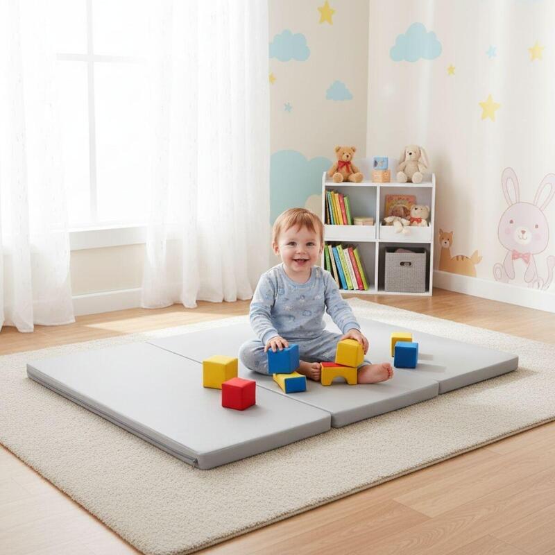 Saltea gimnastica fitness pliabila 3 sectiuni 150x100x8cm Gamma Gri