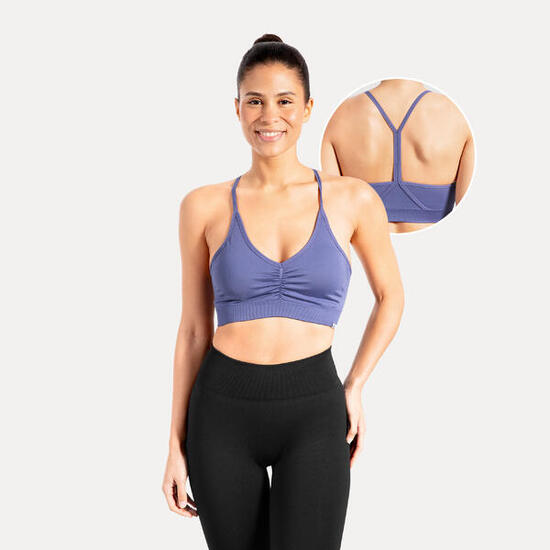 Damen Sport BH Solid Scrunch Schwarz