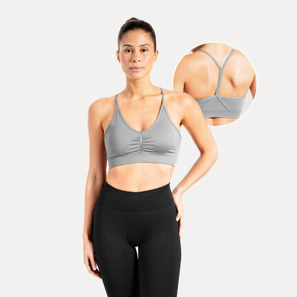 Damen Sport BH Solid Scrunch Schwarz