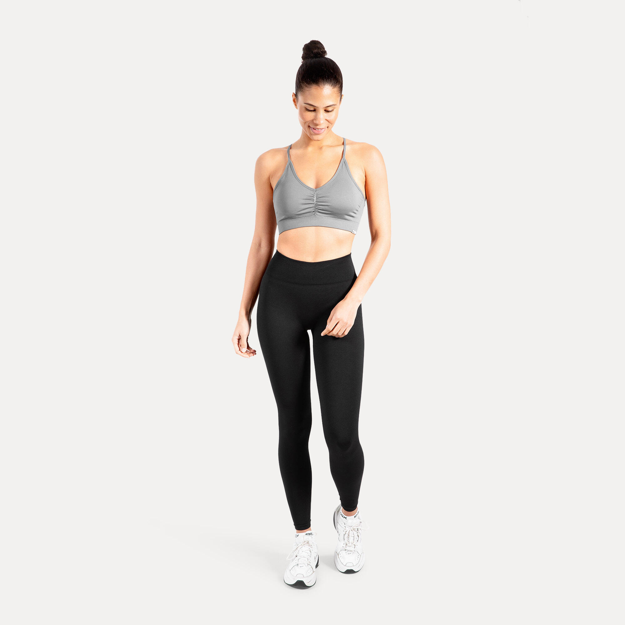 Damen Sport BH Solid Scrunch Grau 3/5