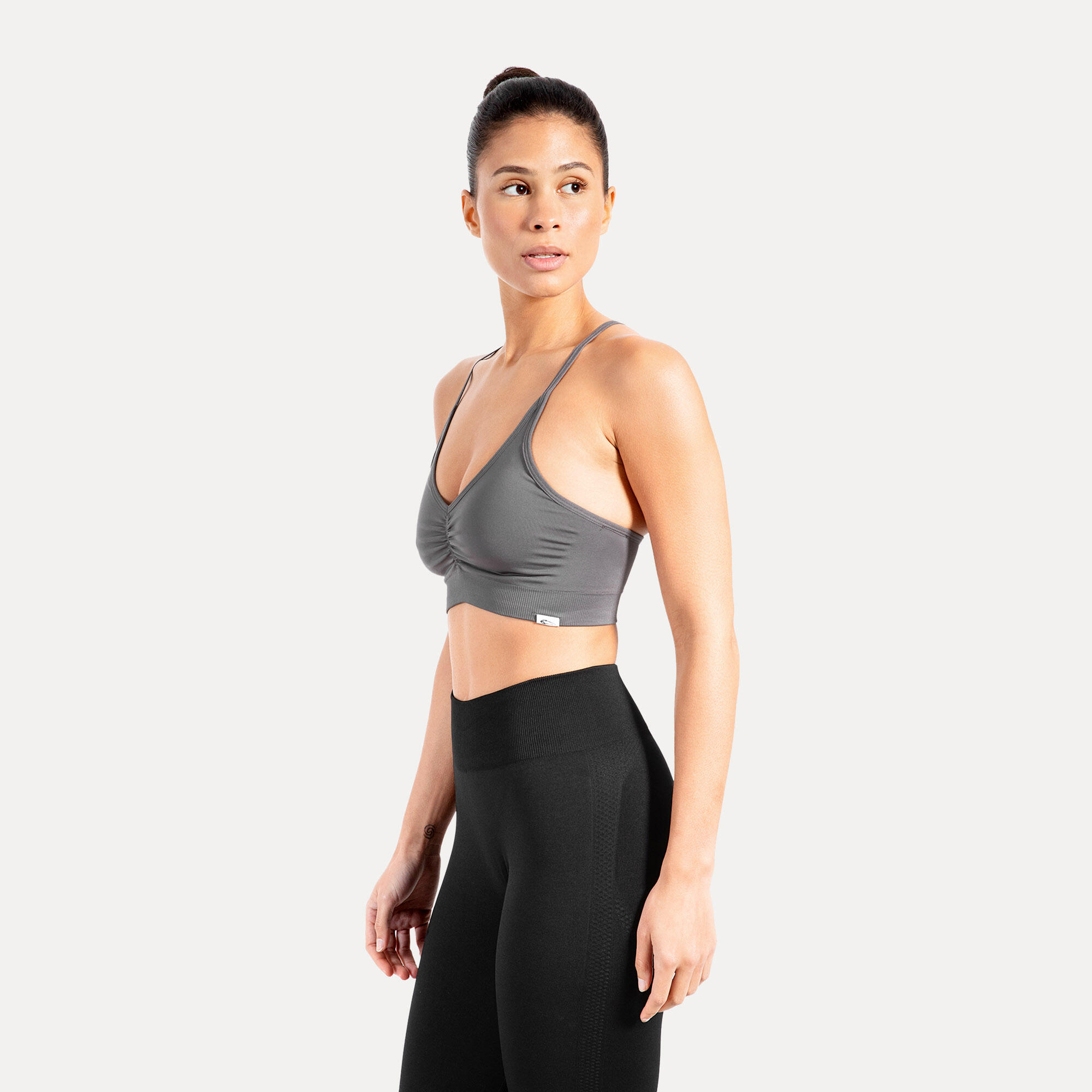 Damen Sport BH Solid Scrunch Anthrazit 2/6