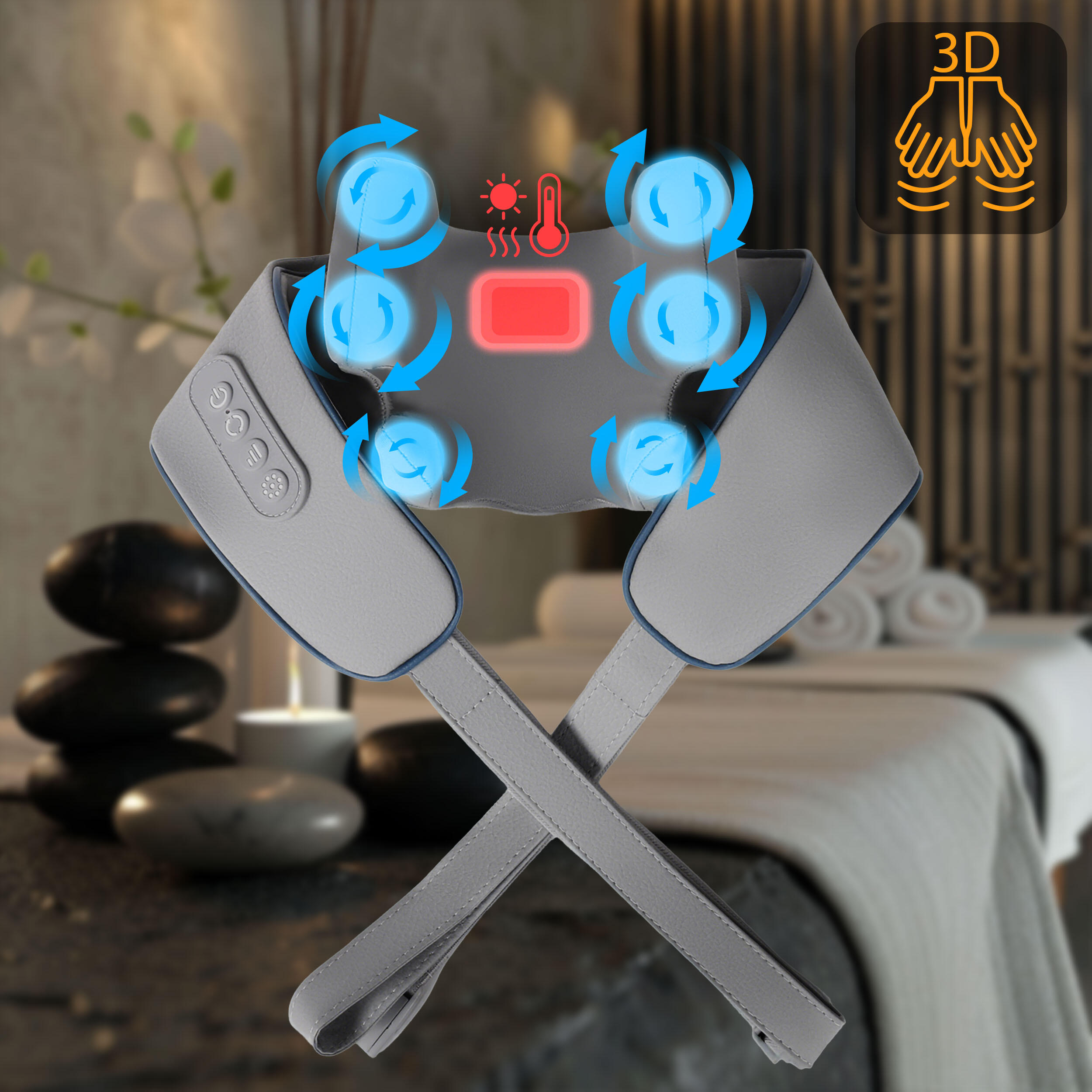 Masażer shiatsu do pleców szyi karku Neo-Sport bezprzewodowy ogrzewanie 3 tryby 5/7