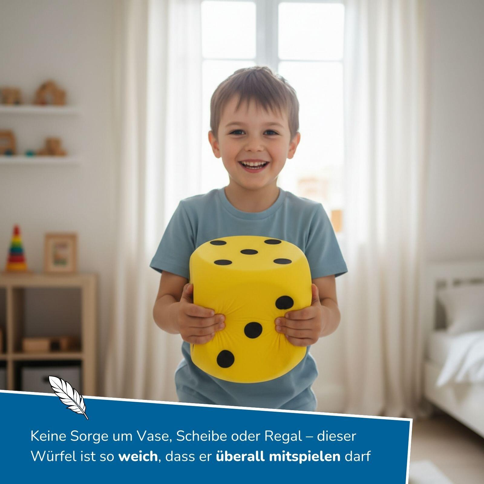 XXL Schaumstoffwürfel Set, 3 weiche Würfel in gelb, grün und blau, 15 cm groß 3/7