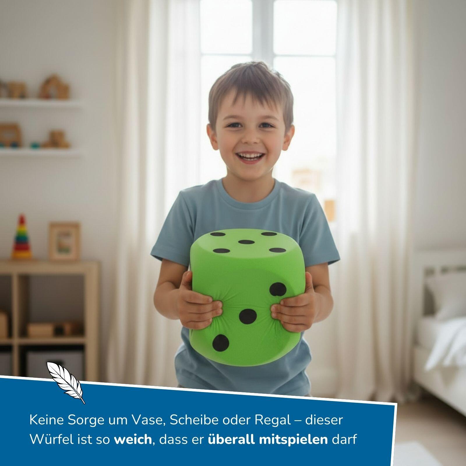 XXL Schaumstoffwürfel für Kinder, grün 15 cm, zum Kicken, Werfen, Spielen 3/7