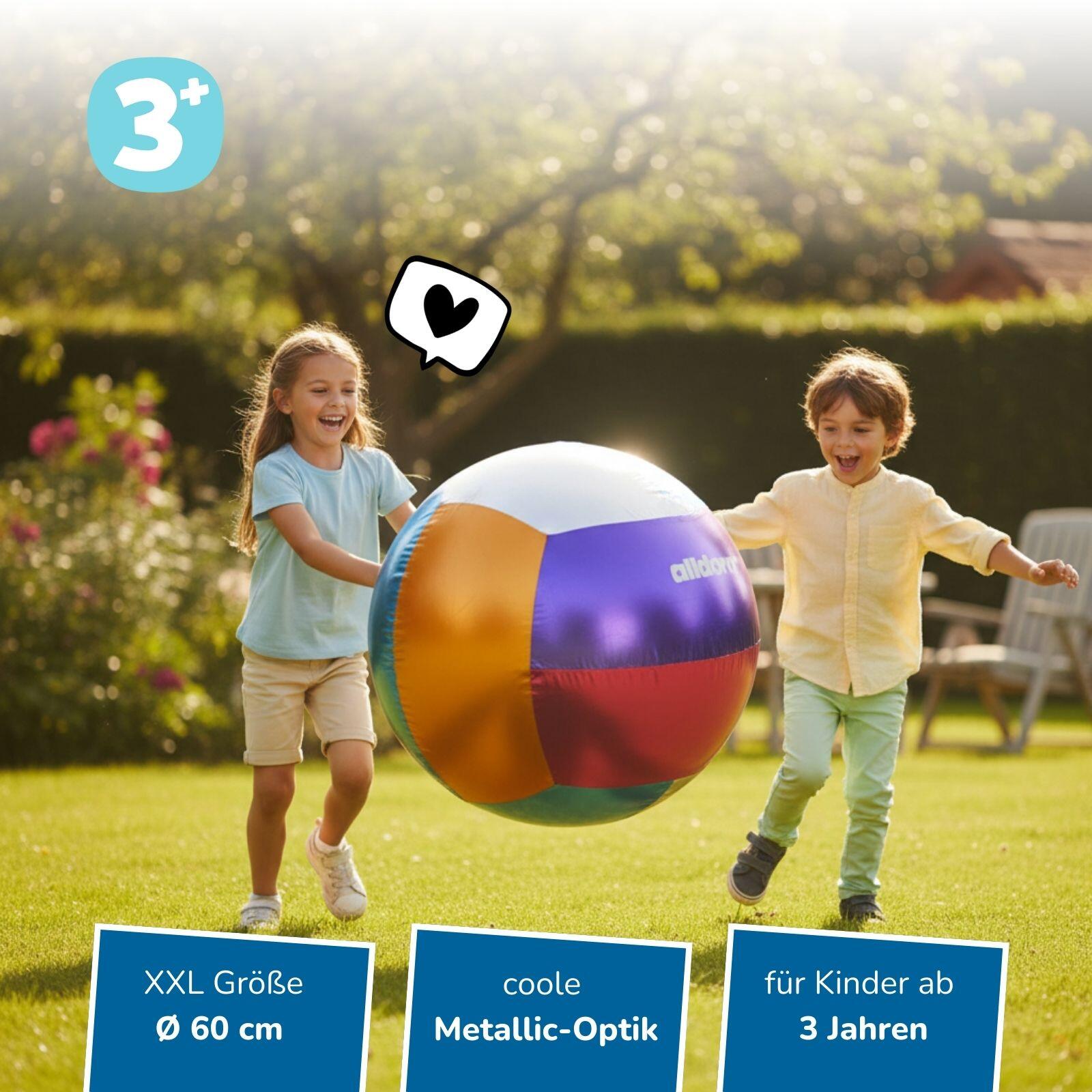 XXL Metallic-Ball Ø 60 cm - aufblasbarer, großer Spielball für Sport & Bewegung 2/7