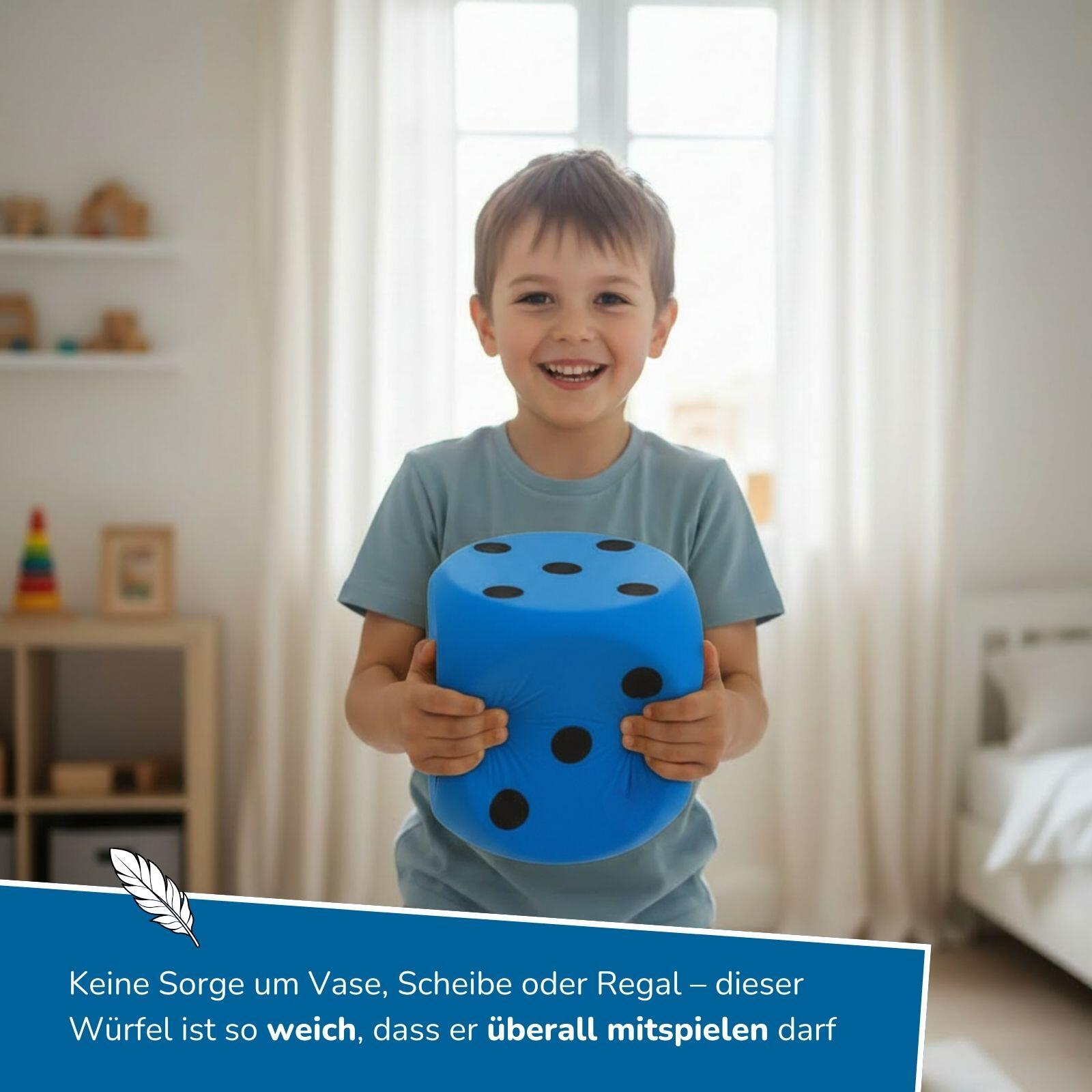 XXL Schaumstoffwürfel für Kinder, blau 15 cm, zum Kicken, Werfen, Spielen 3/7