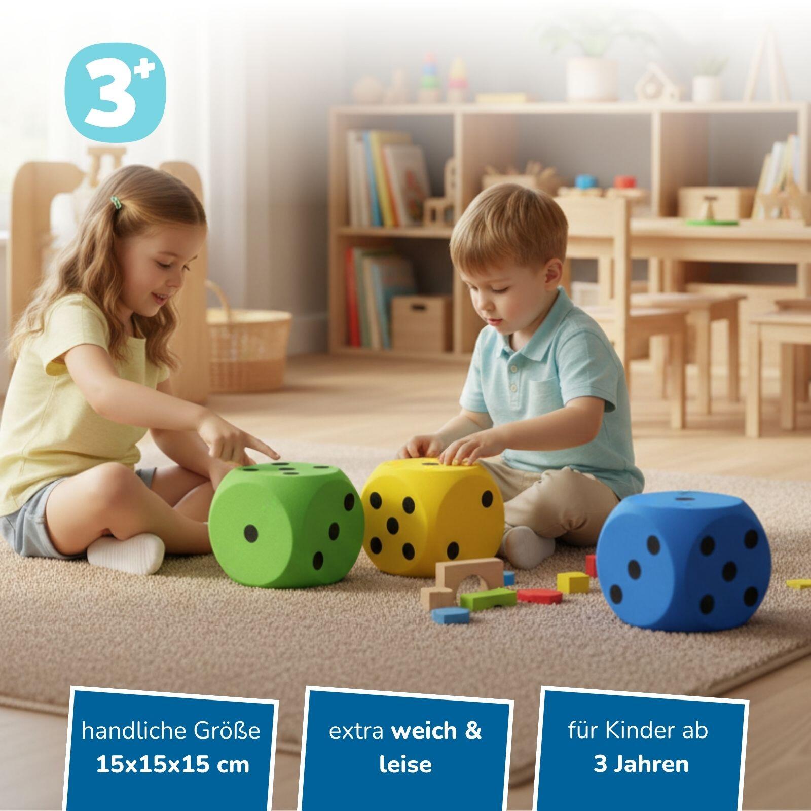 XXL Schaumstoffwürfel für Kinder, gelb 15 cm, zum Kicken, Werfen, Spielen 2/7