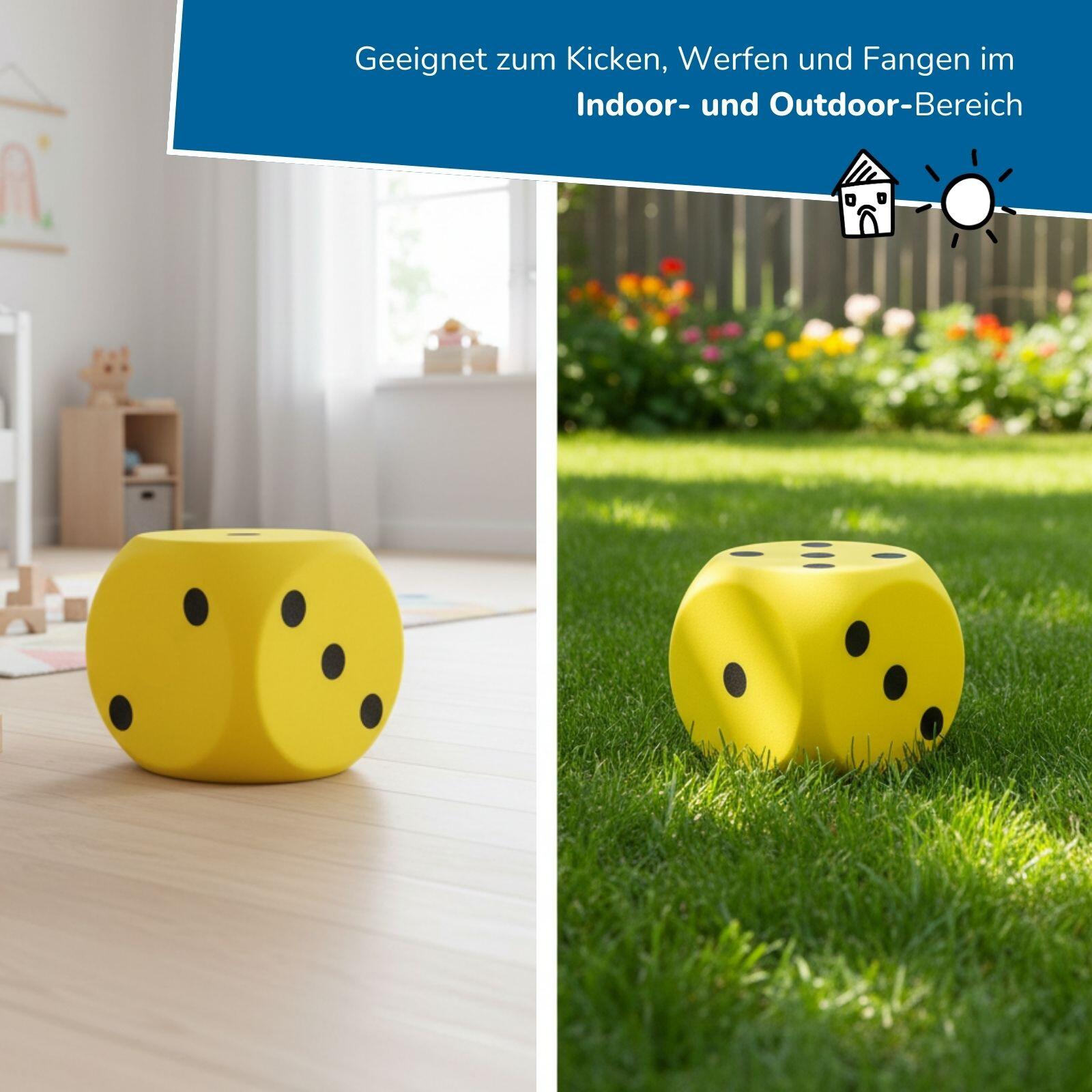 XXL Schaumstoffwürfel für Kinder, gelb 15 cm, zum Kicken, Werfen, Spielen 4/7