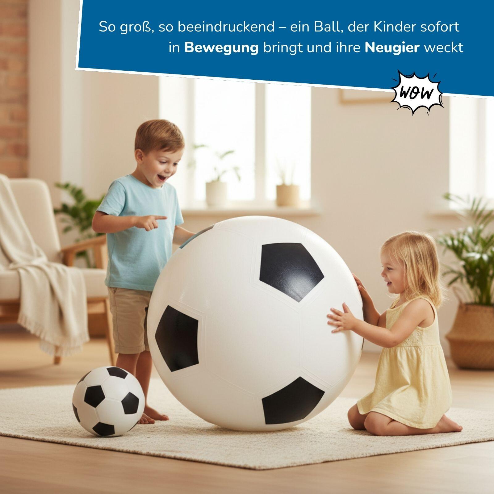 Riesen-Fußball Ø 75 cm, riesiger aufblasbarer Ball für Spiel, Sport & Freizeit 3/8