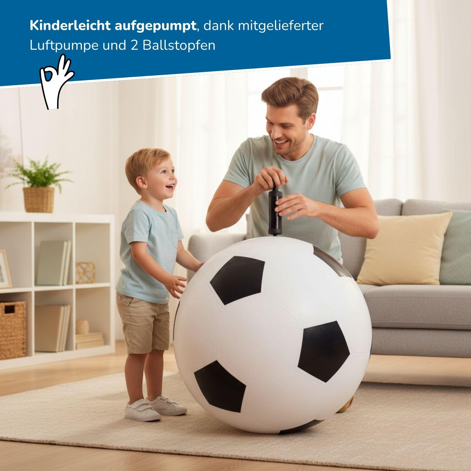 Riesen-Fußball Ø 75 cm, riesiger aufblasbarer Ball für Spiel, Sport & Freizeit 6/8