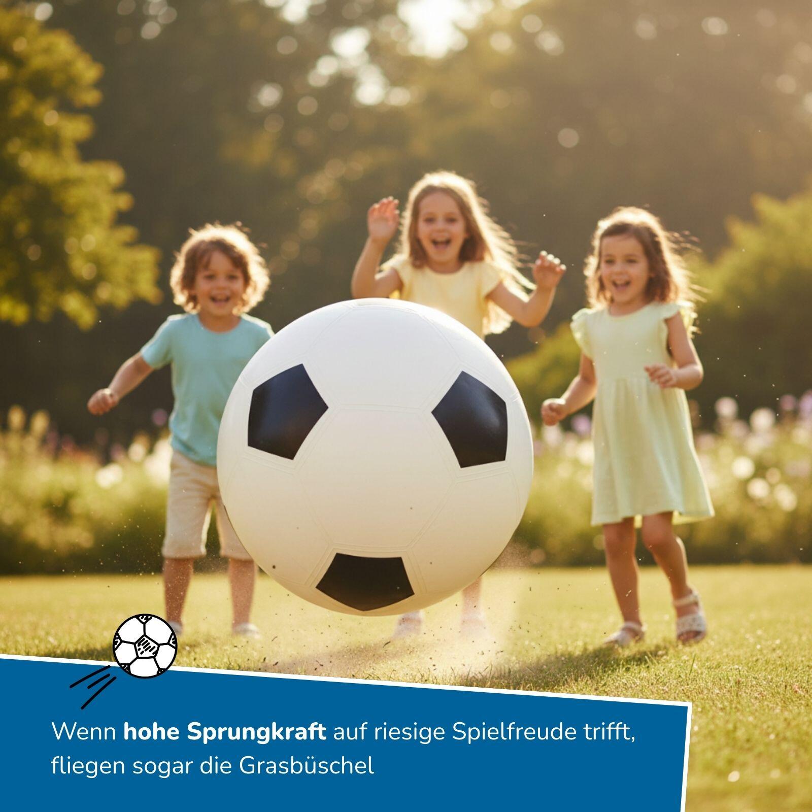 Riesen-Fußball Ø 75 cm, riesiger aufblasbarer Ball für Spiel, Sport & Freizeit 4/8