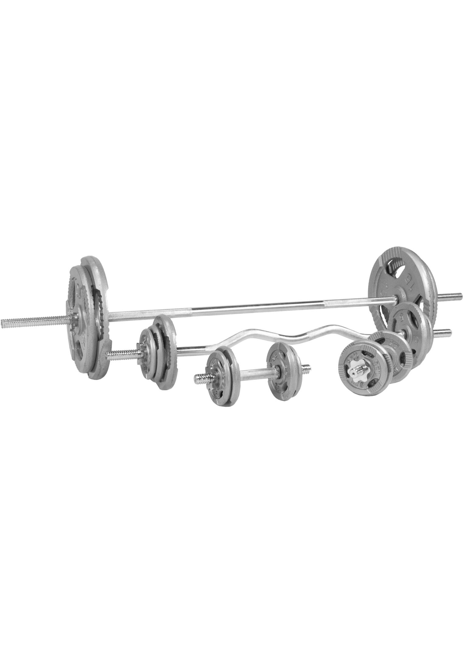 KIT D'HALTERES POIDS EN GRIP EN FONTE, BARRE LONGUE, BARRE CURL ET 2 BARRES COUR 1/5