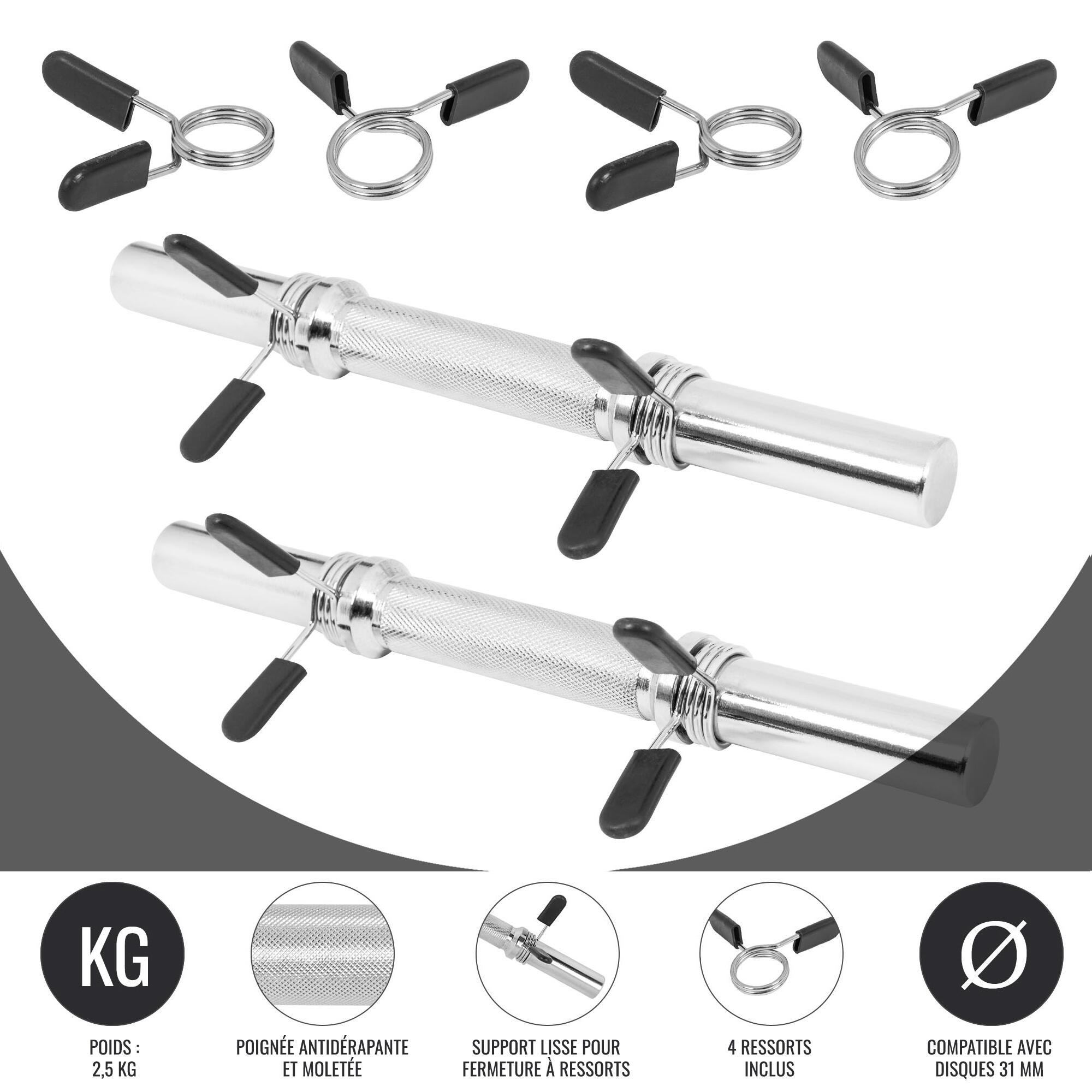 KIT D'HALTERES COURTS 27.5 KG POIDS EN FONTE AVEC RESSORTS | MUSCULATION | COULE 2/4